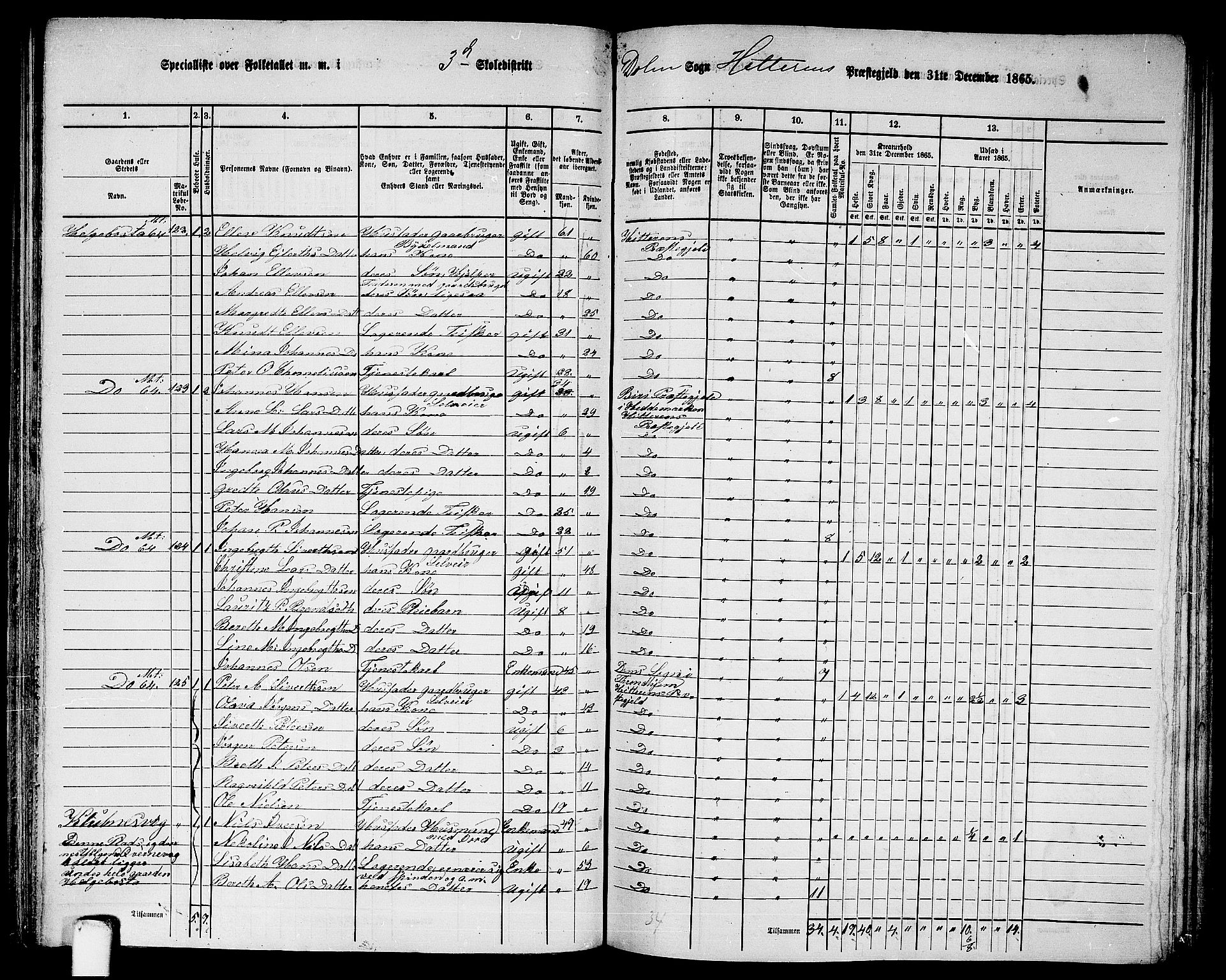 RA, 1865 census for Hitra, 1865, p. 164