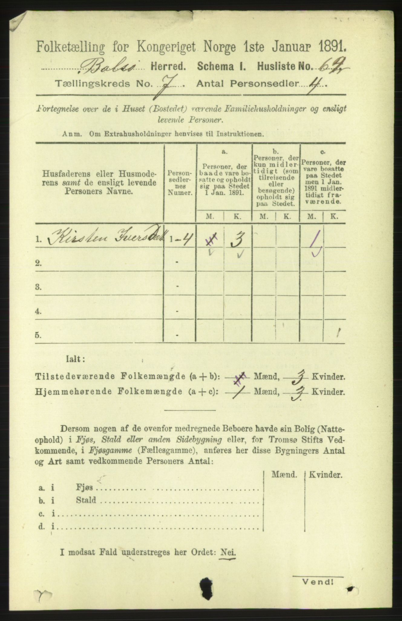 RA, 1891 census for 1544 Bolsøy, 1891, p. 4185