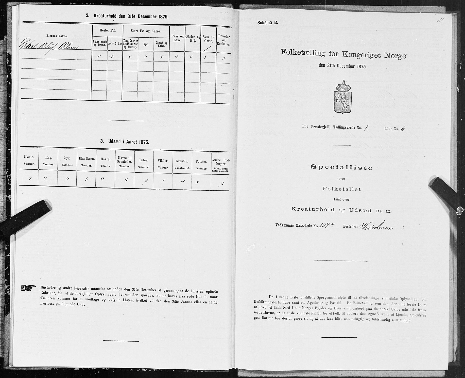 SAT, 1875 census for 1573P Edøy, 1875, p. 1011