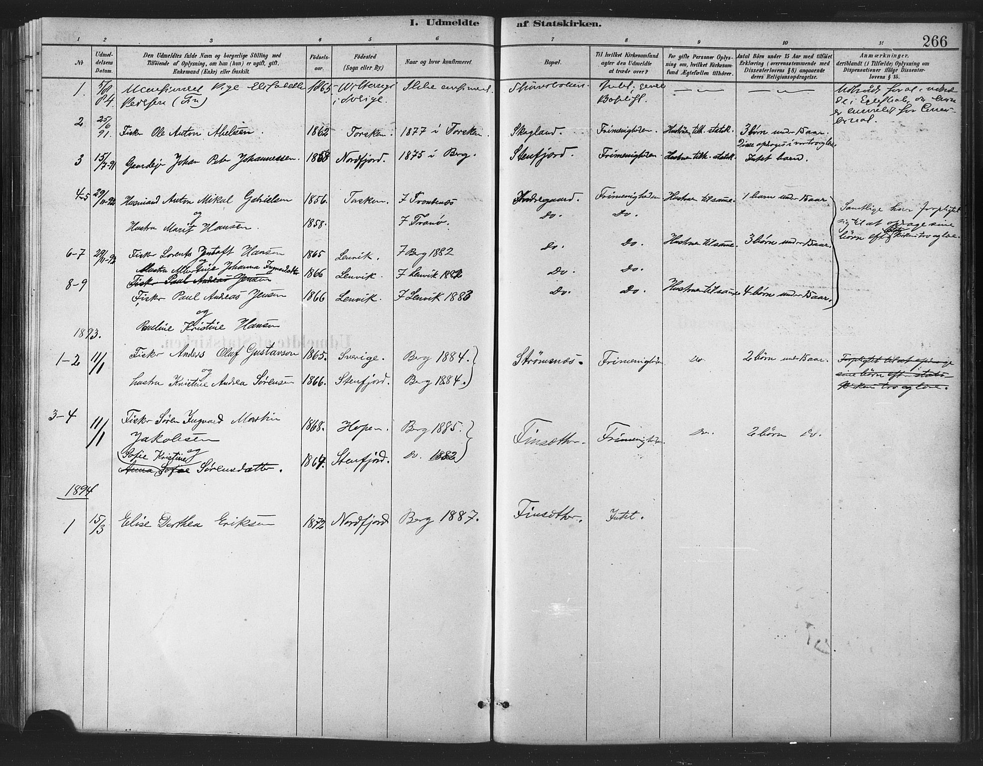 Berg sokneprestkontor, SATØ/S-1318/G/Ga/Gaa/L0004kirke: Parish register (official) no. 4, 1880-1894, p. 266