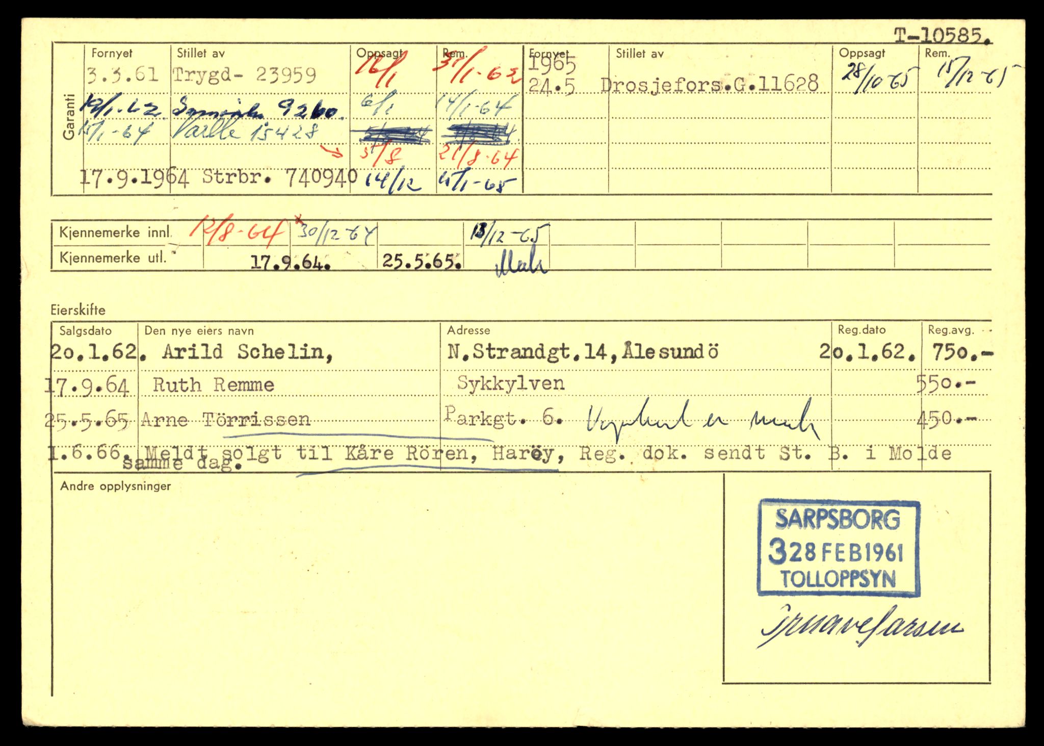 Møre og Romsdal vegkontor - Ålesund trafikkstasjon, AV/SAT-A-4099/F/Fe/L0022: Registreringskort for kjøretøy T 10584 - T 10694, 1927-1998, p. 78