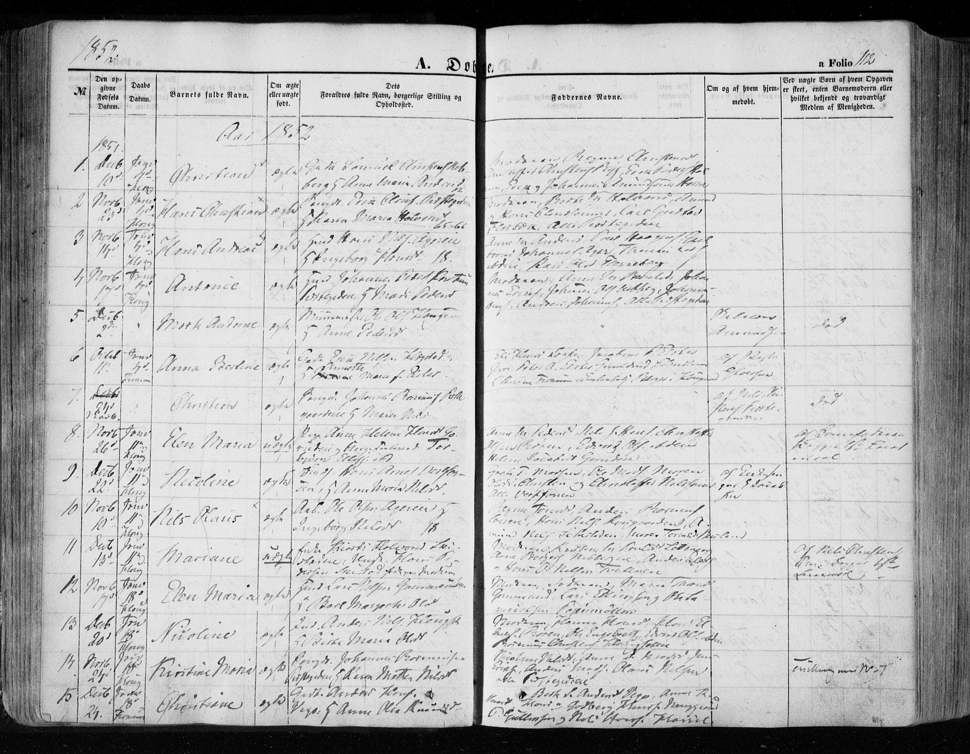 Eiker kirkebøker, SAKO/A-4/F/Fa/L0014: Parish register (official) no. I 14, 1846-1854, p. 112