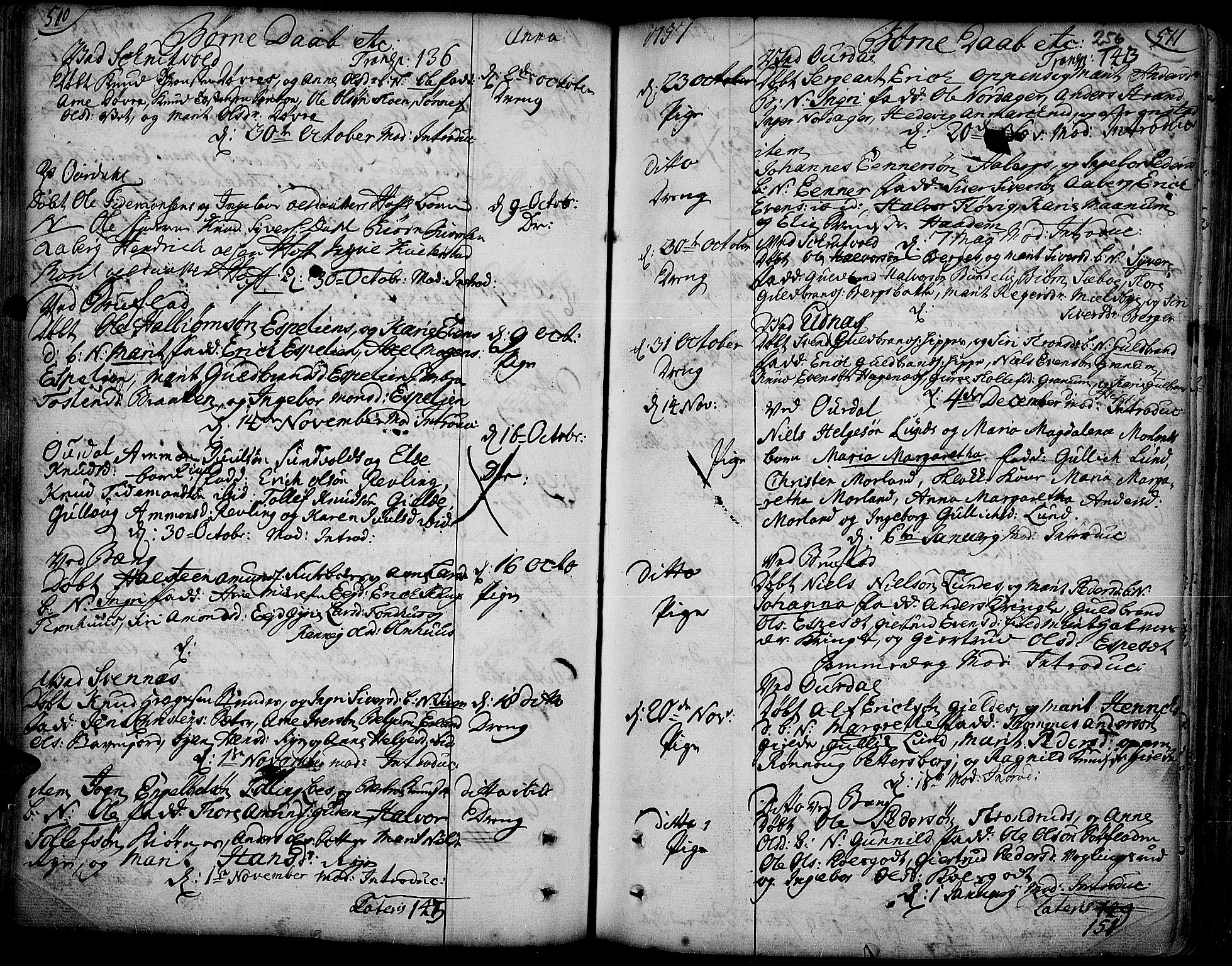 Aurdal prestekontor, AV/SAH-PREST-126/H/Ha/Haa/L0004: Parish register (official) no. 4, 1730-1762, p. 510-511
