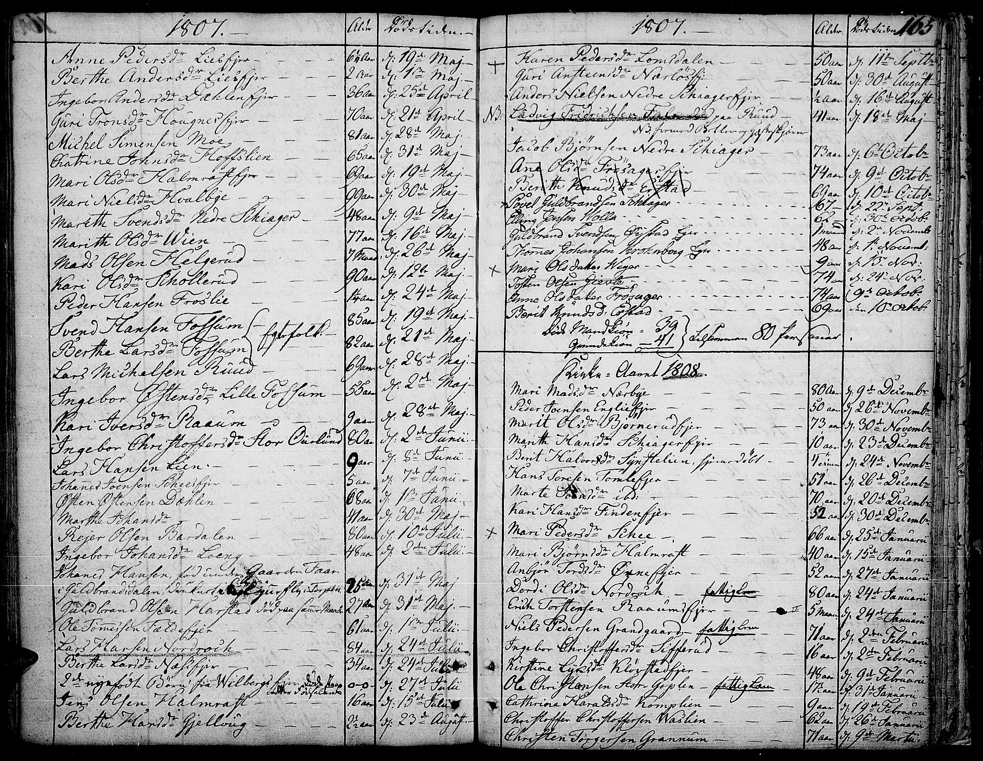Land prestekontor, SAH/PREST-120/H/Ha/Haa/L0006: Parish register (official) no. 6, 1784-1813, p. 165