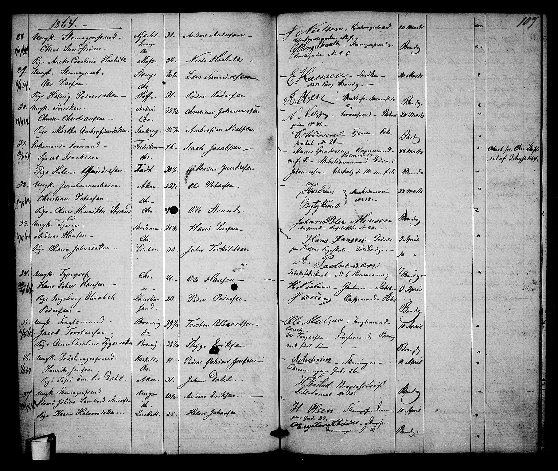 Trefoldighet prestekontor Kirkebøker, AV/SAO-A-10882/H/Ha/L0001: Banns register no. 1, 1858-1870, p. 107