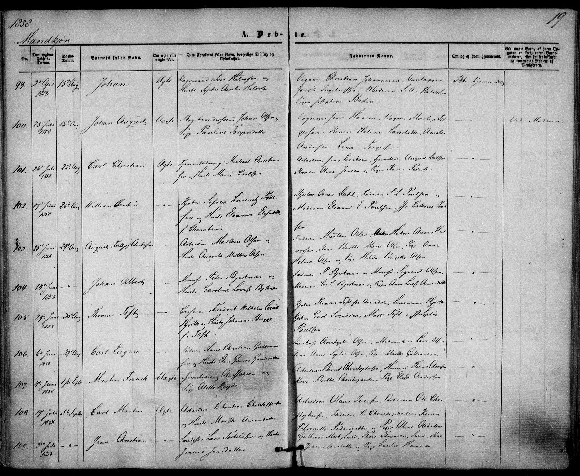 Trefoldighet prestekontor Kirkebøker, SAO/A-10882/F/Fa/L0001: Parish register (official) no. I 1, 1858-1863, p. 19