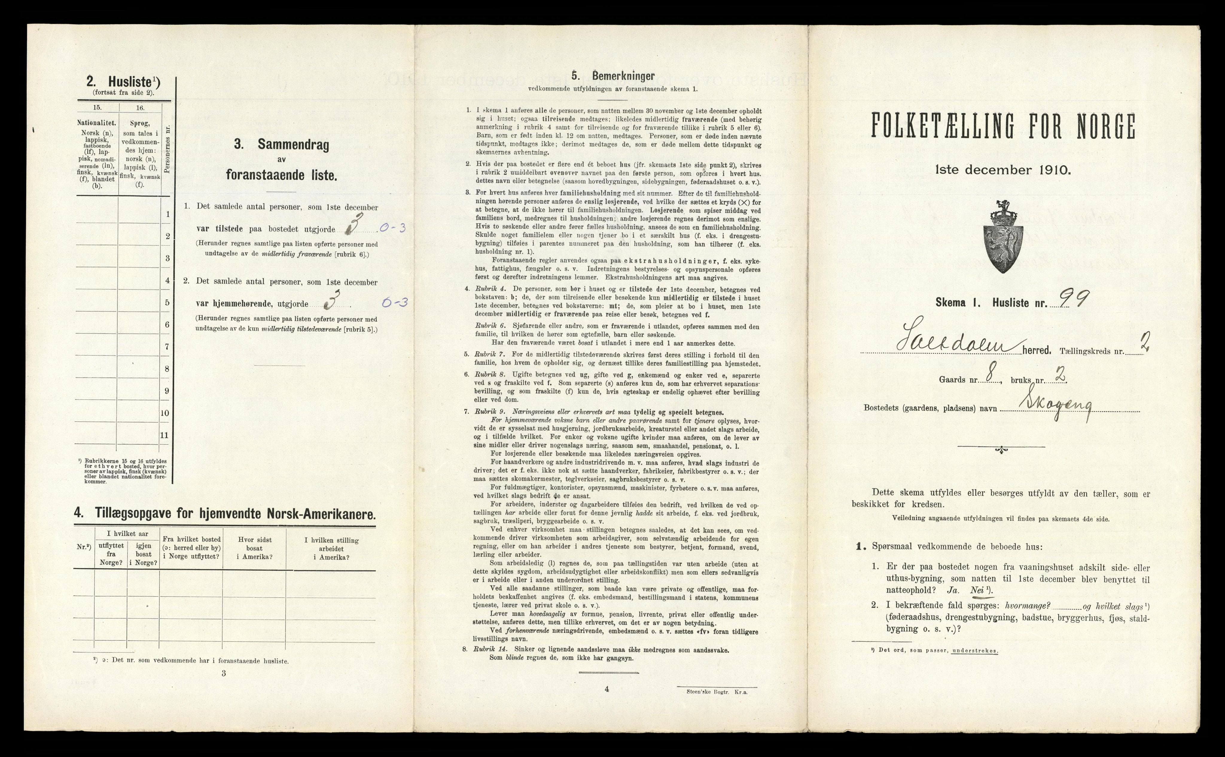 RA, 1910 census for Saltdal, 1910, p. 463