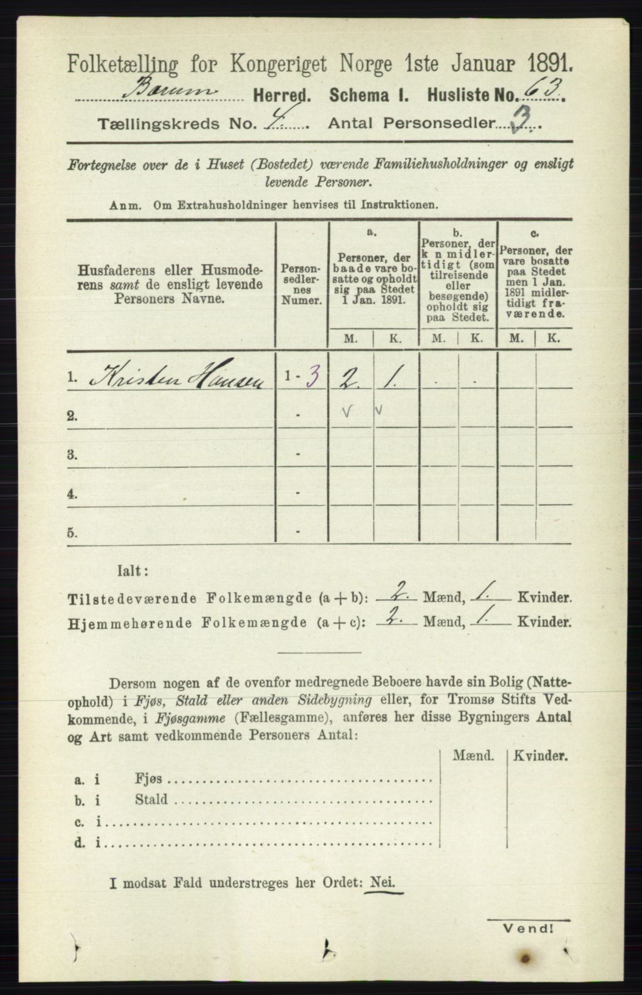 RA, 1891 census for 0219 Bærum, 1891, p. 2468