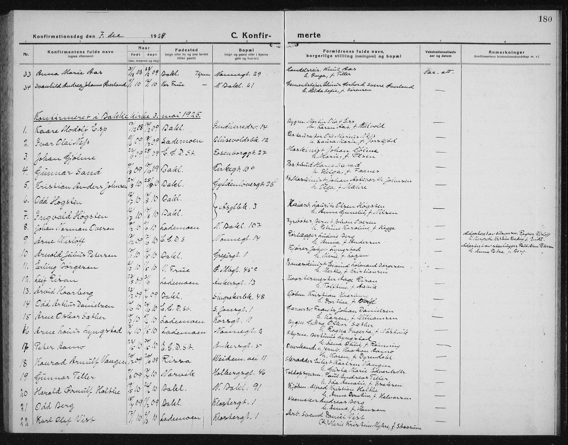 Ministerialprotokoller, klokkerbøker og fødselsregistre - Sør-Trøndelag, SAT/A-1456/604/L0227: Parish register (copy) no. 604C10, 1923-1942, p. 180