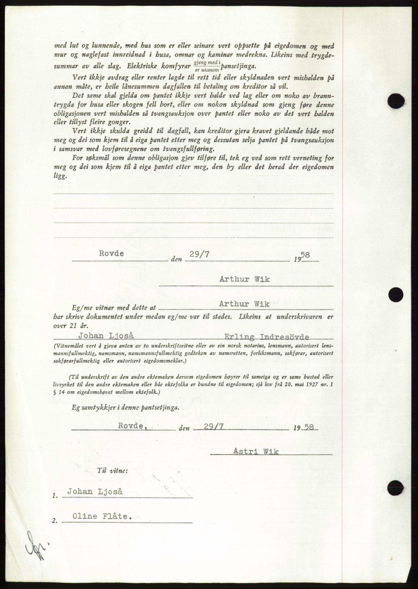 Søre Sunnmøre sorenskriveri, AV/SAT-A-4122/1/2/2C/L0132: Mortgage book no. 20B, 1958-1959, Diary no: : 1813/1958