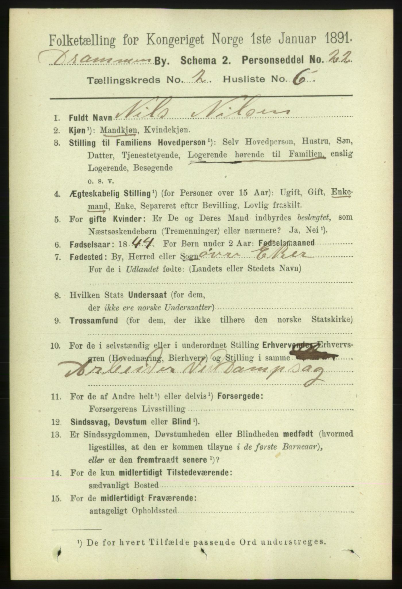 RA, 1891 census for 0602 Drammen, 1891, p. 4331