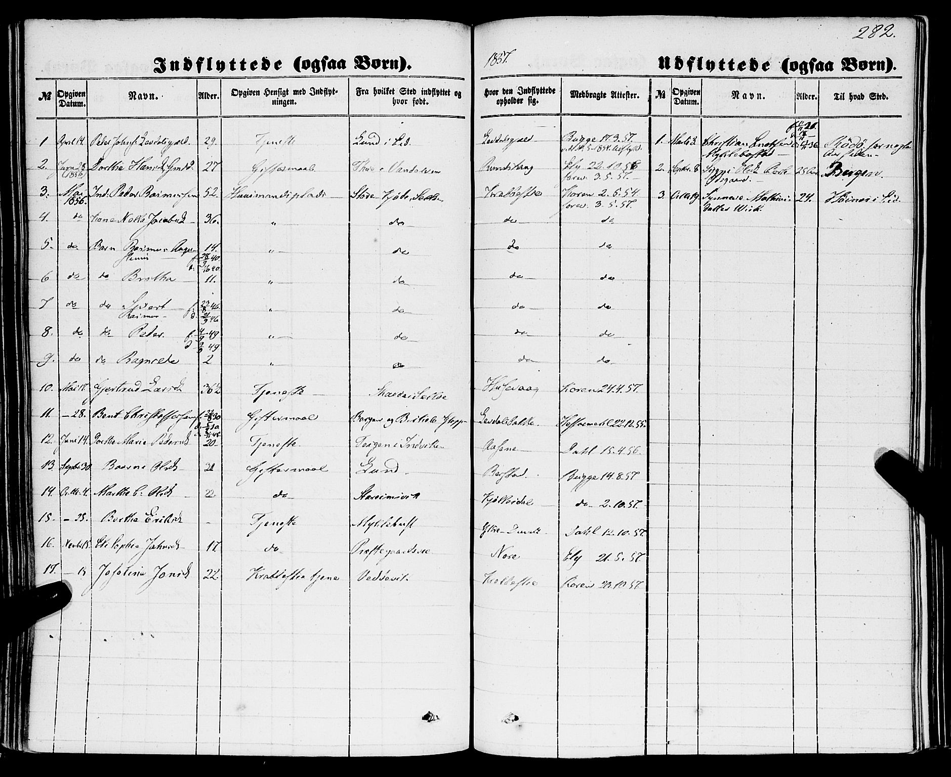 Davik sokneprestembete, AV/SAB-A-79701/H/Haa/Haaa/L0005: Parish register (official) no. A 5, 1850-1866, p. 282