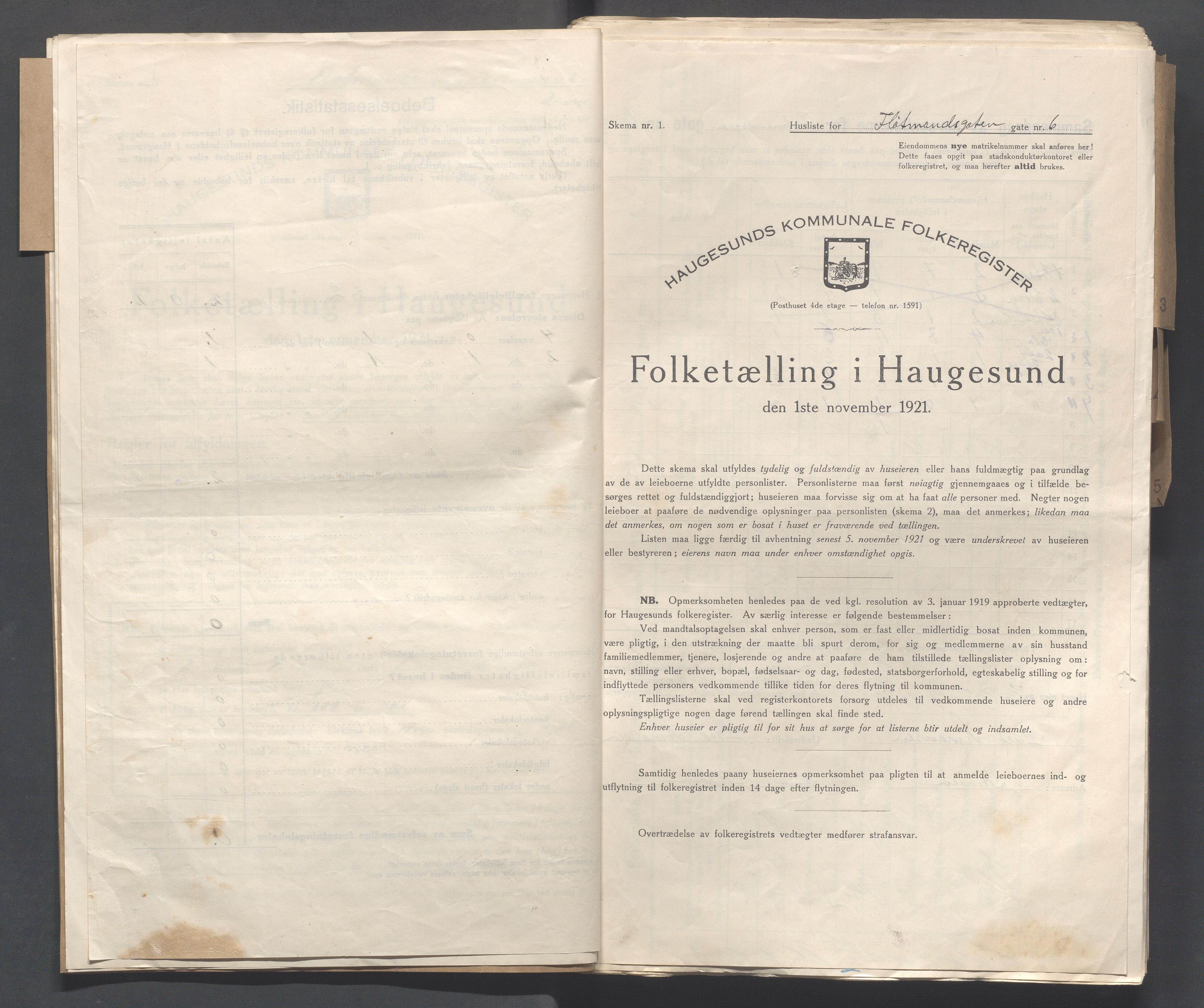 IKAR, Local census 1.11.1921 for Haugesund, 1921, p. 6656