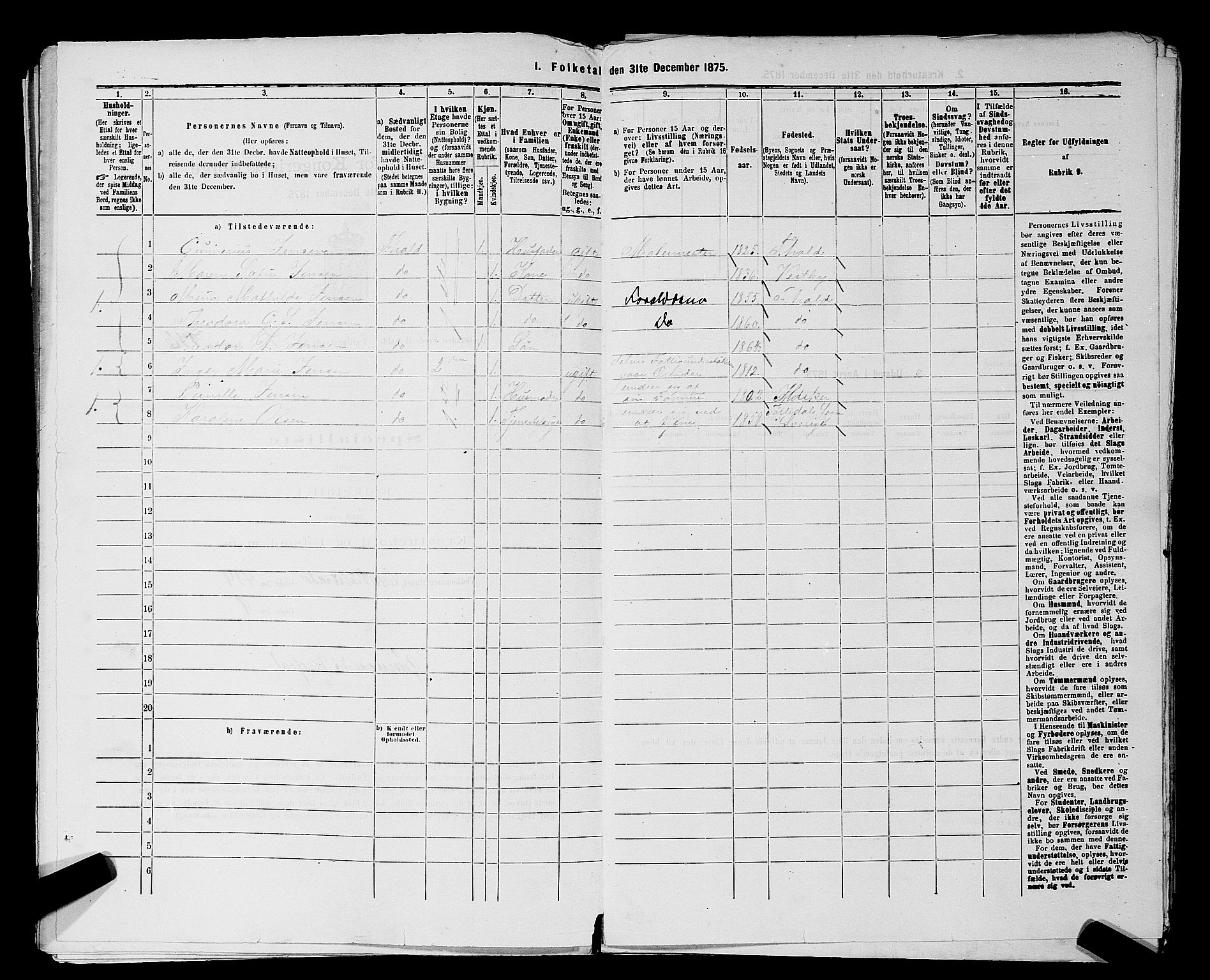 RA, 1875 census for 0101P Fredrikshald, 1875, p. 926