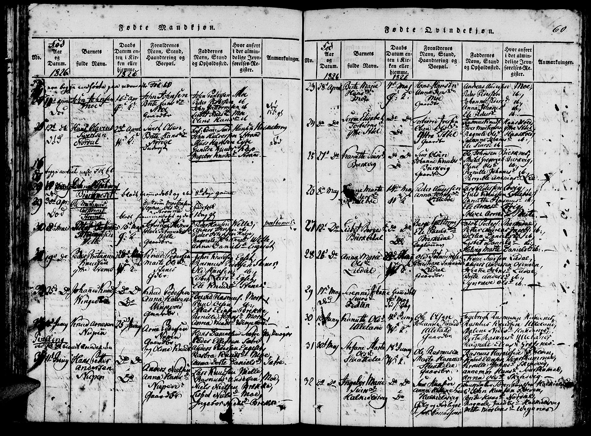 Ministerialprotokoller, klokkerbøker og fødselsregistre - Møre og Romsdal, SAT/A-1454/511/L0138: Parish register (official) no. 511A05, 1817-1832, p. 60