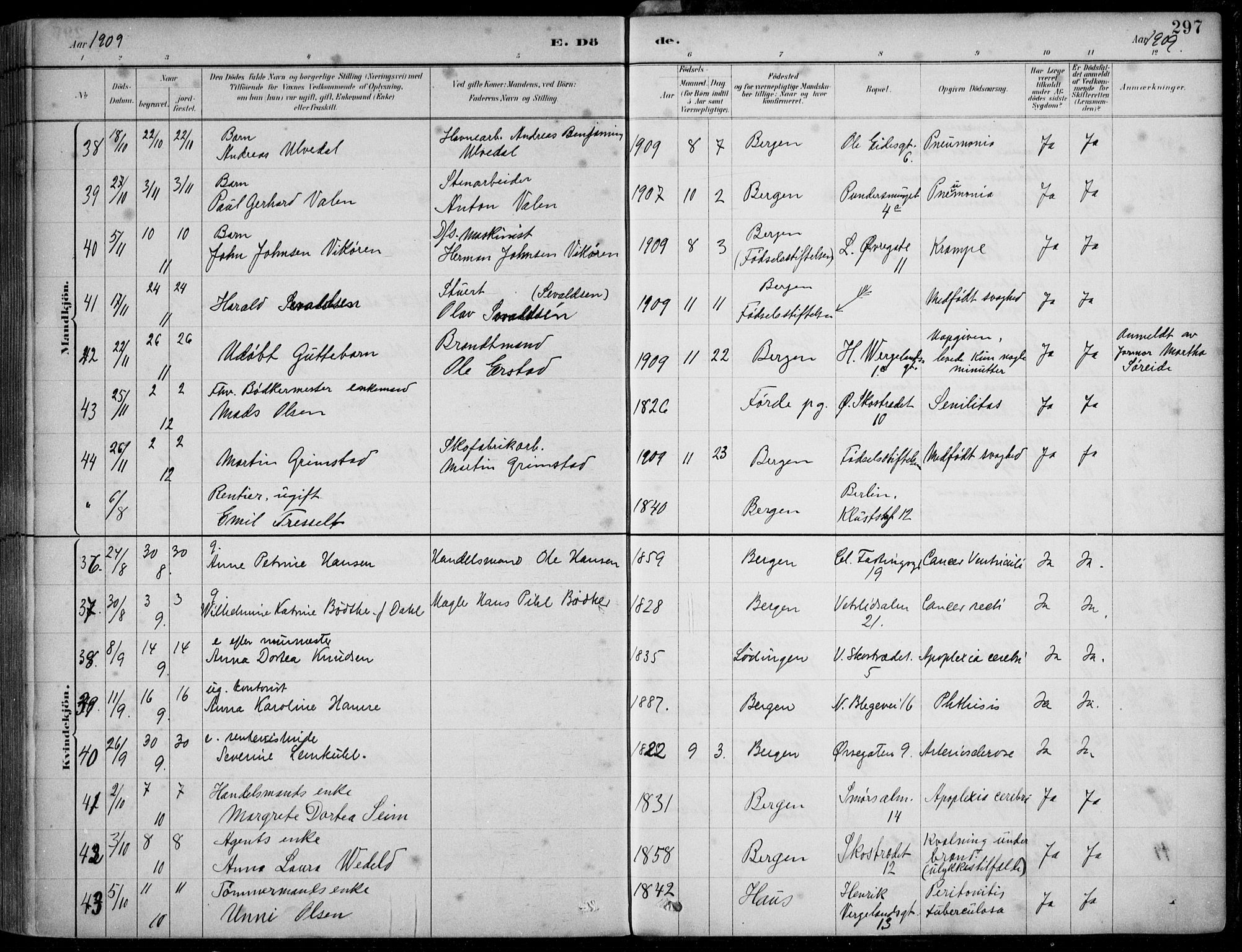 Korskirken sokneprestembete, AV/SAB-A-76101/H/Hab: Parish register (copy) no. E 4, 1884-1910, p. 297