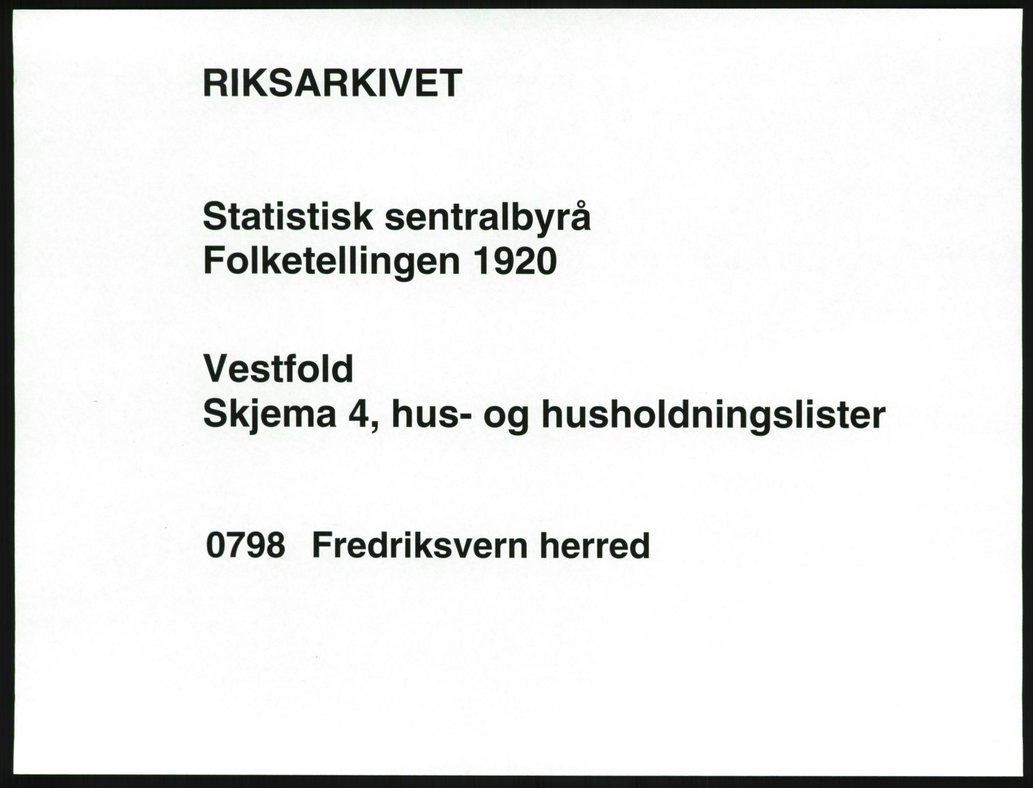 SAKO, 1920 census for Fredriksvern, 1920, p. 9