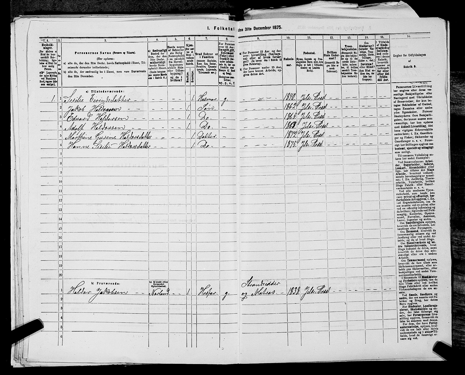 SAST, 1875 census for 1138P Jelsa, 1875, p. 806