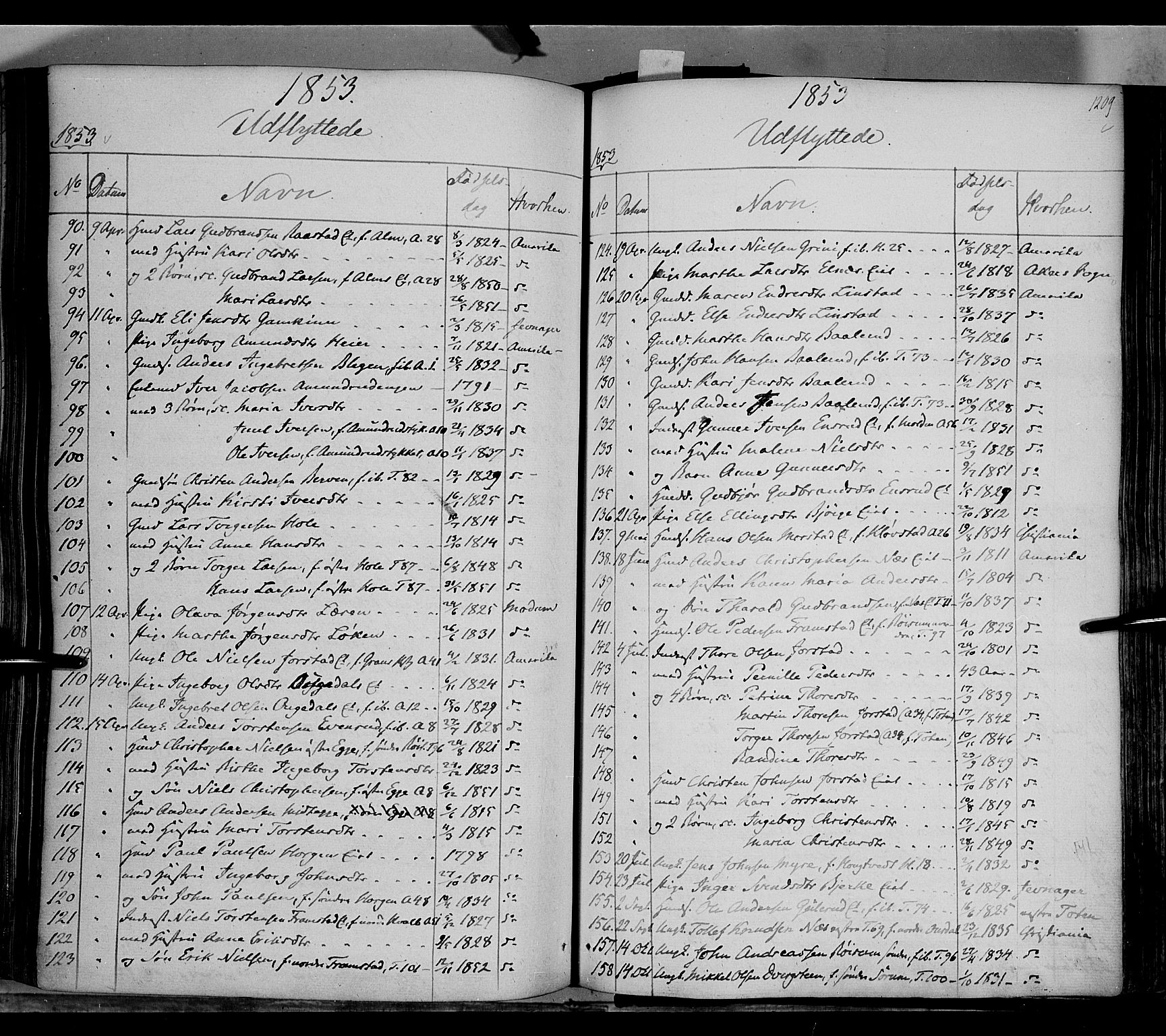 Gran prestekontor, AV/SAH-PREST-112/H/Ha/Haa/L0011: Parish register (official) no. 11, 1842-1856, p. 1208-1209