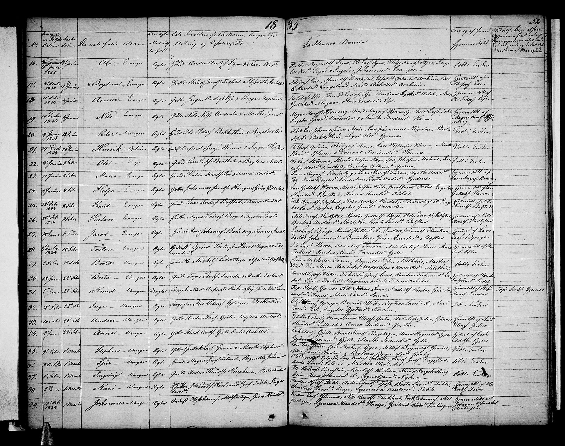 Voss sokneprestembete, AV/SAB-A-79001: Curate's parish register no. A 1, 1821-1841, p. 52