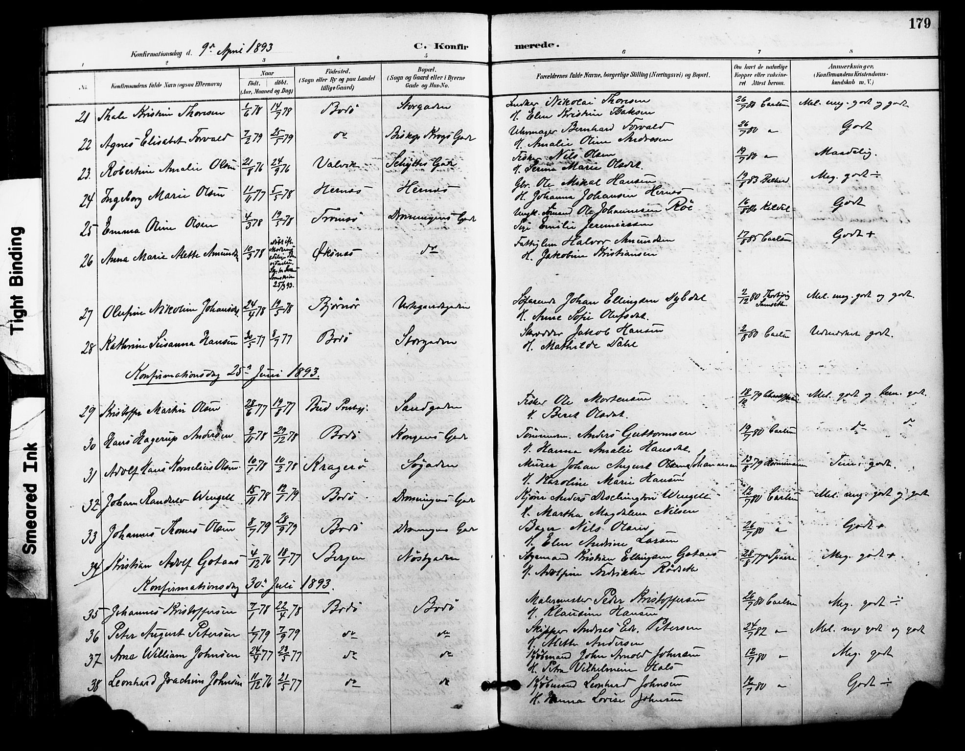 Ministerialprotokoller, klokkerbøker og fødselsregistre - Nordland, AV/SAT-A-1459/801/L0010: Parish register (official) no. 801A10, 1888-1899, p. 179