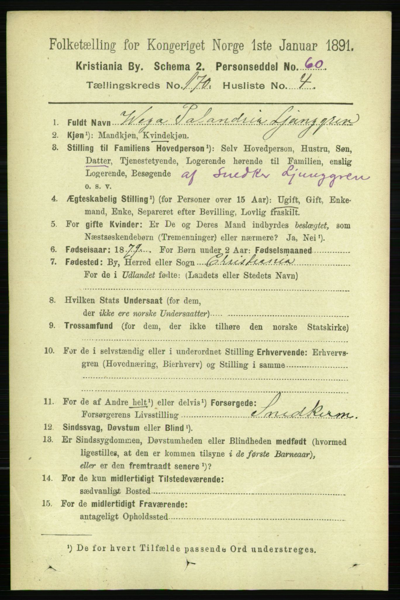 RA, 1891 census for 0301 Kristiania, 1891, p. 99724