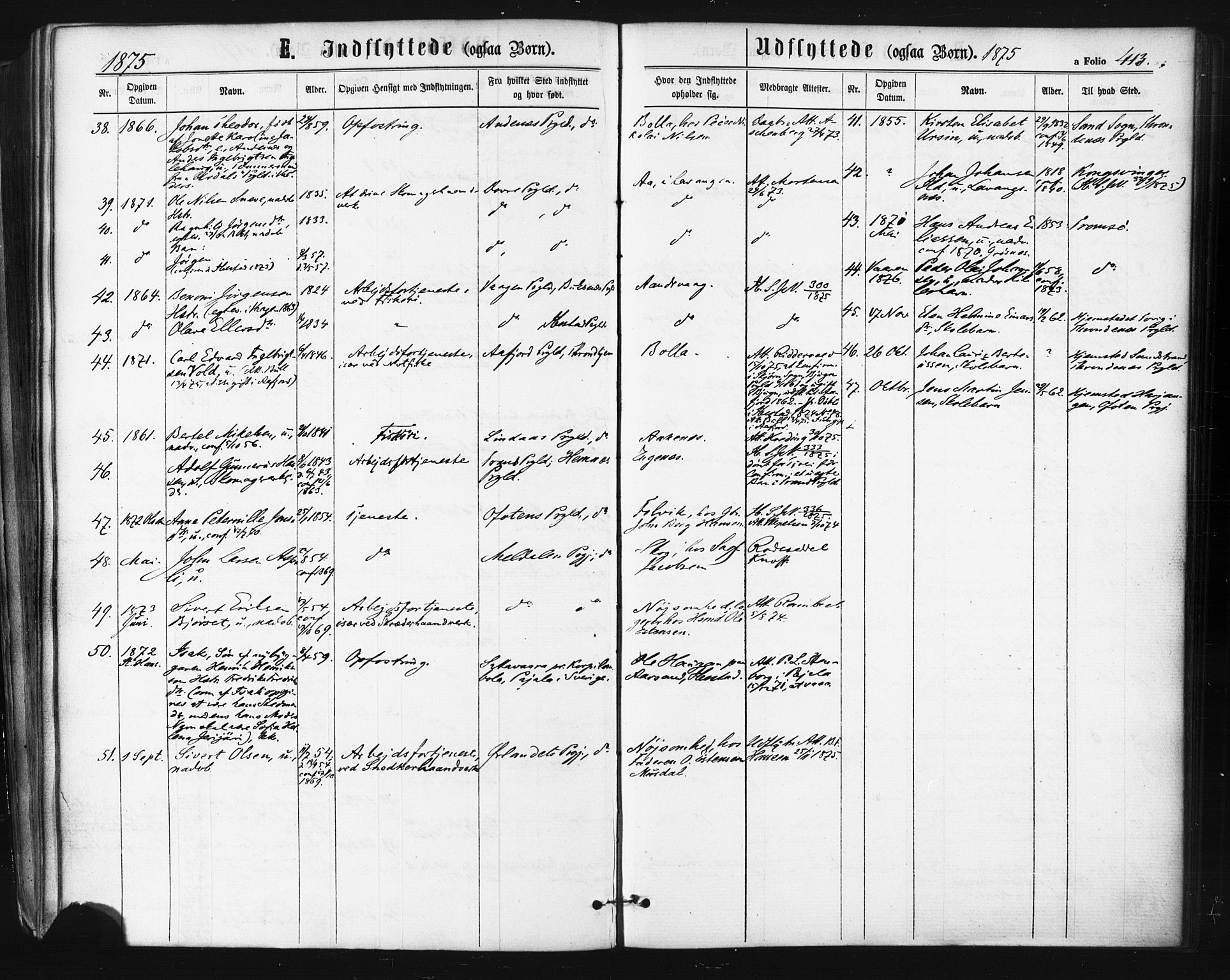 Ibestad sokneprestembete, SATØ/S-0077/H/Ha/Haa/L0010kirke: Parish register (official) no. 10, 1869-1879, p. 413