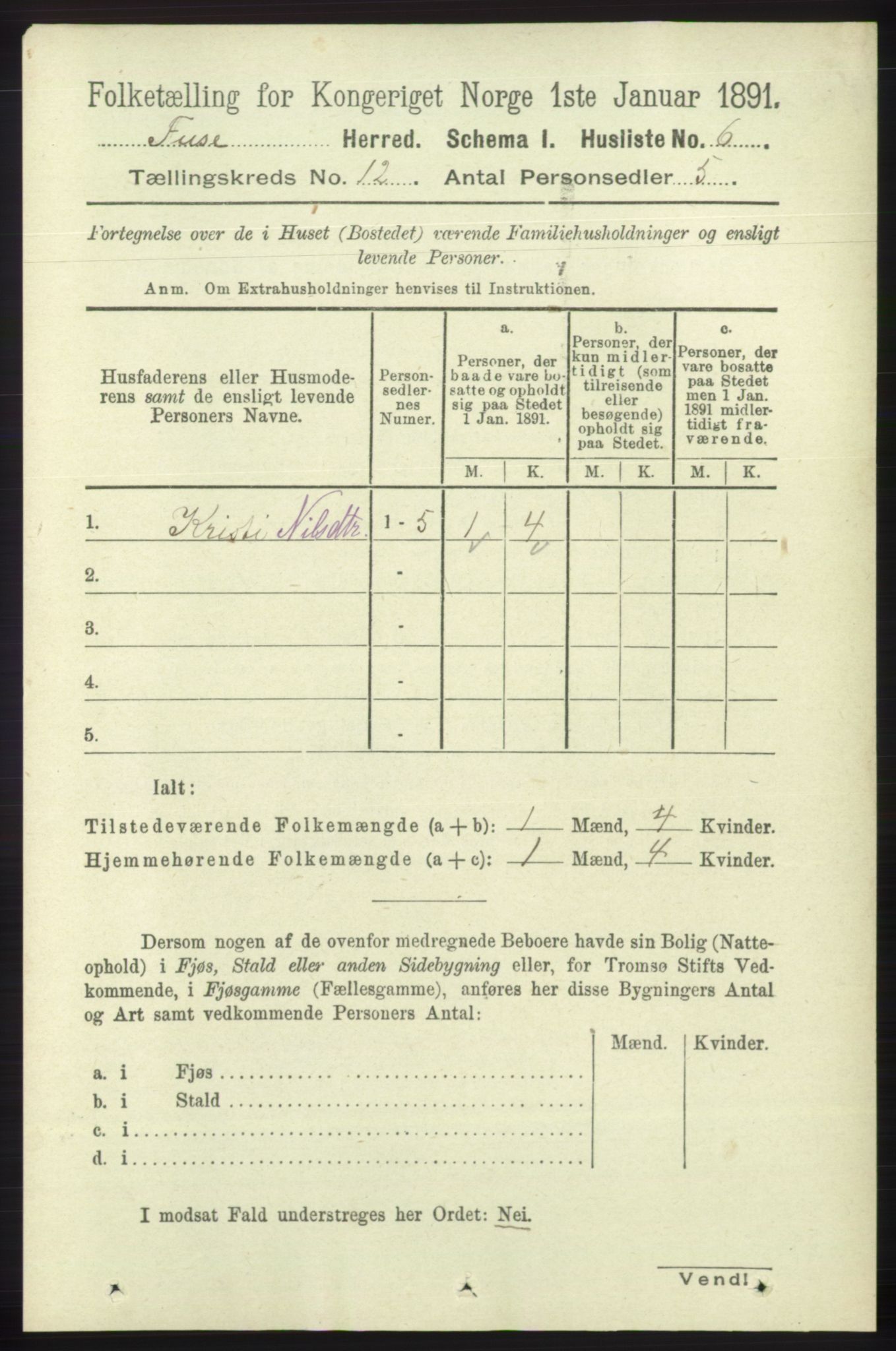 RA, 1891 census for 1241 Fusa, 1891, p. 2306