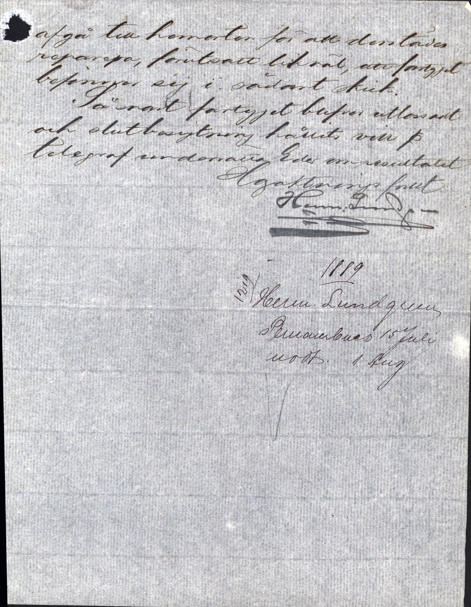 Pa 63 - Østlandske skibsassuranceforening, VEMU/A-1079/G/Ga/L0023/0007: Havaridokumenter / Eugenie, Askur, Præsident Harbitz, Professor Johnson, Professor Mohn, 1889, p. 71