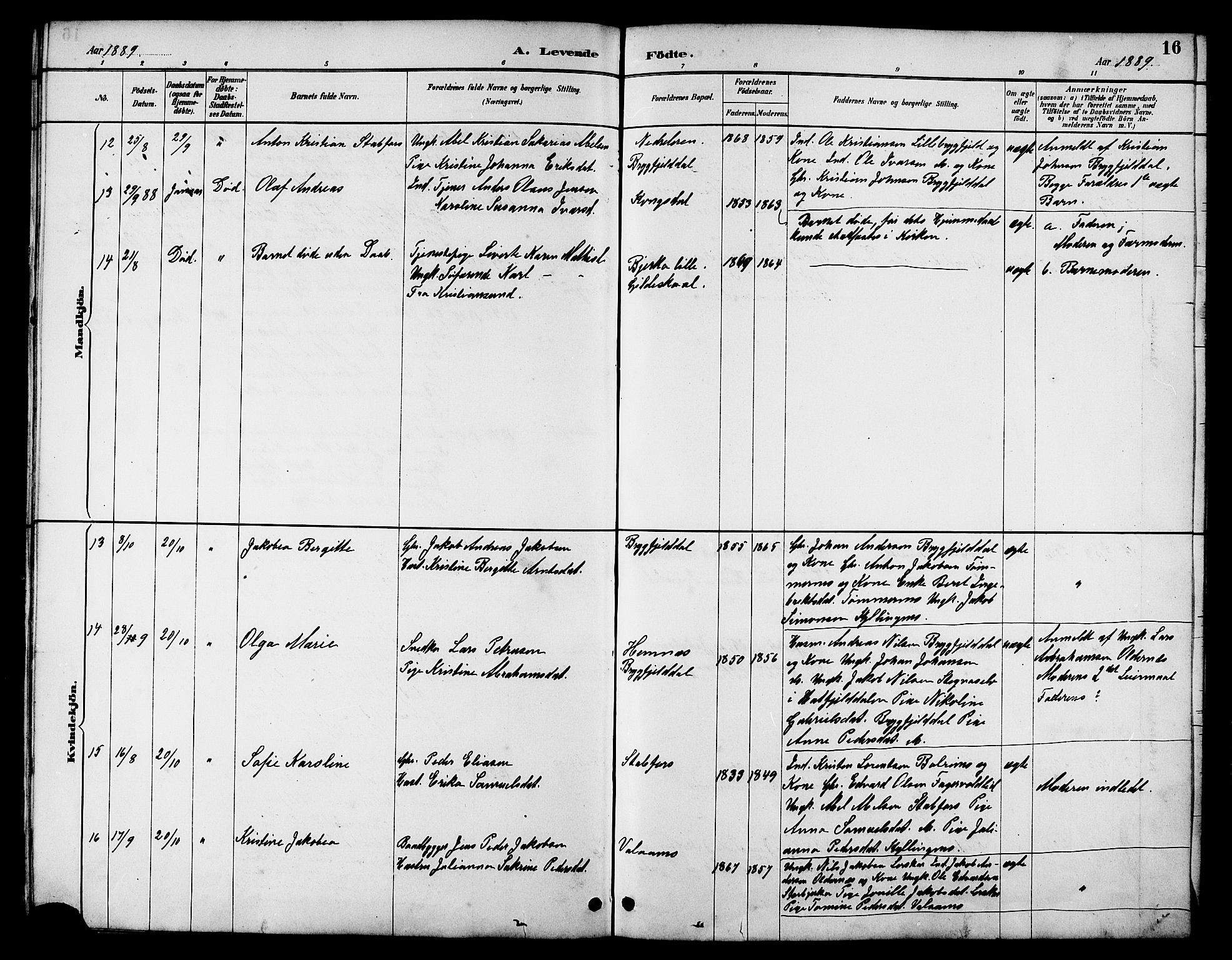 Ministerialprotokoller, klokkerbøker og fødselsregistre - Nordland, AV/SAT-A-1459/826/L0383: Parish register (copy) no. 826C03, 1887-1896, p. 16