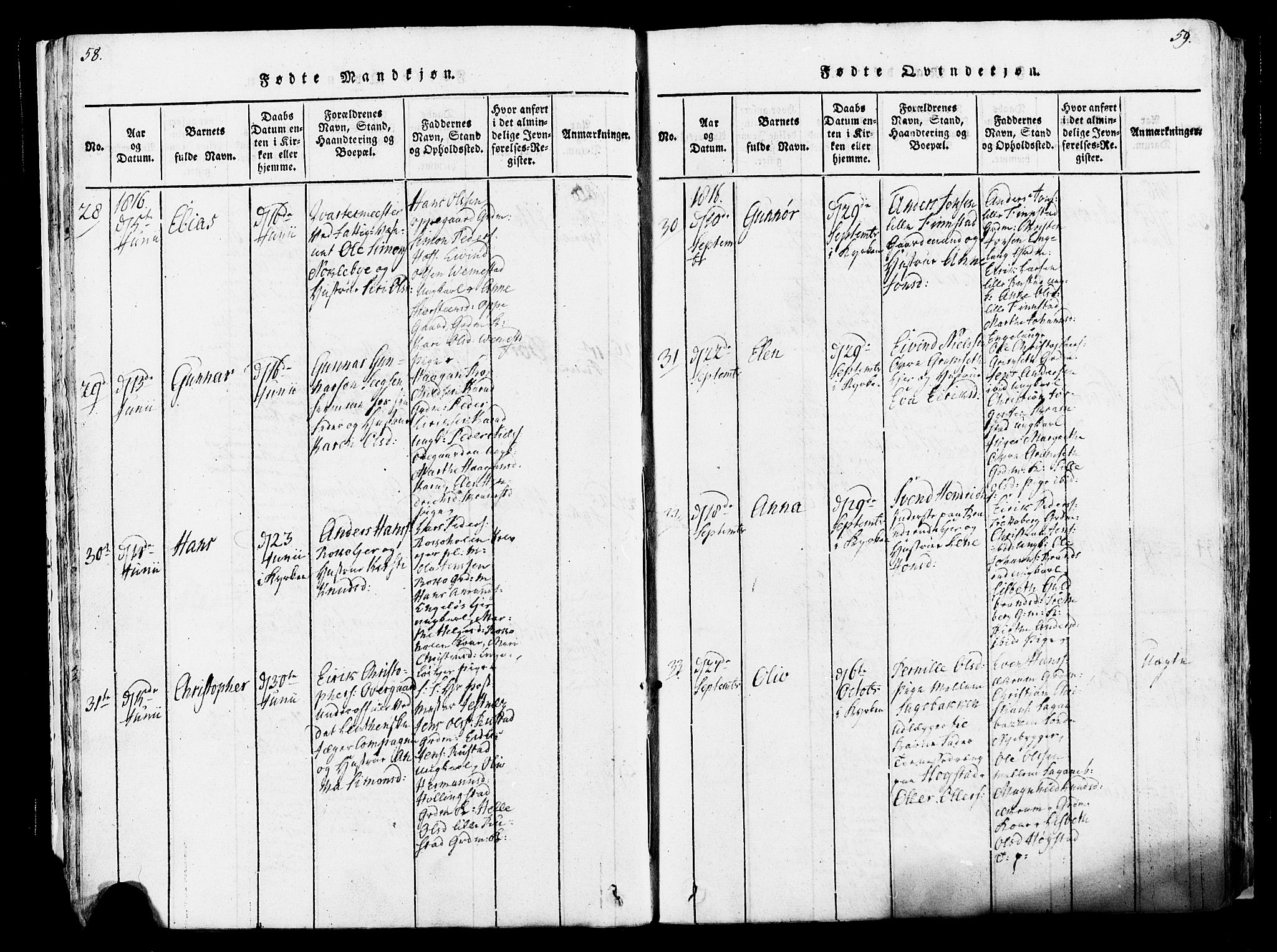 Løten prestekontor, AV/SAH-PREST-022/K/Ka/L0005: Parish register (official) no. 5, 1814-1832, p. 58-59