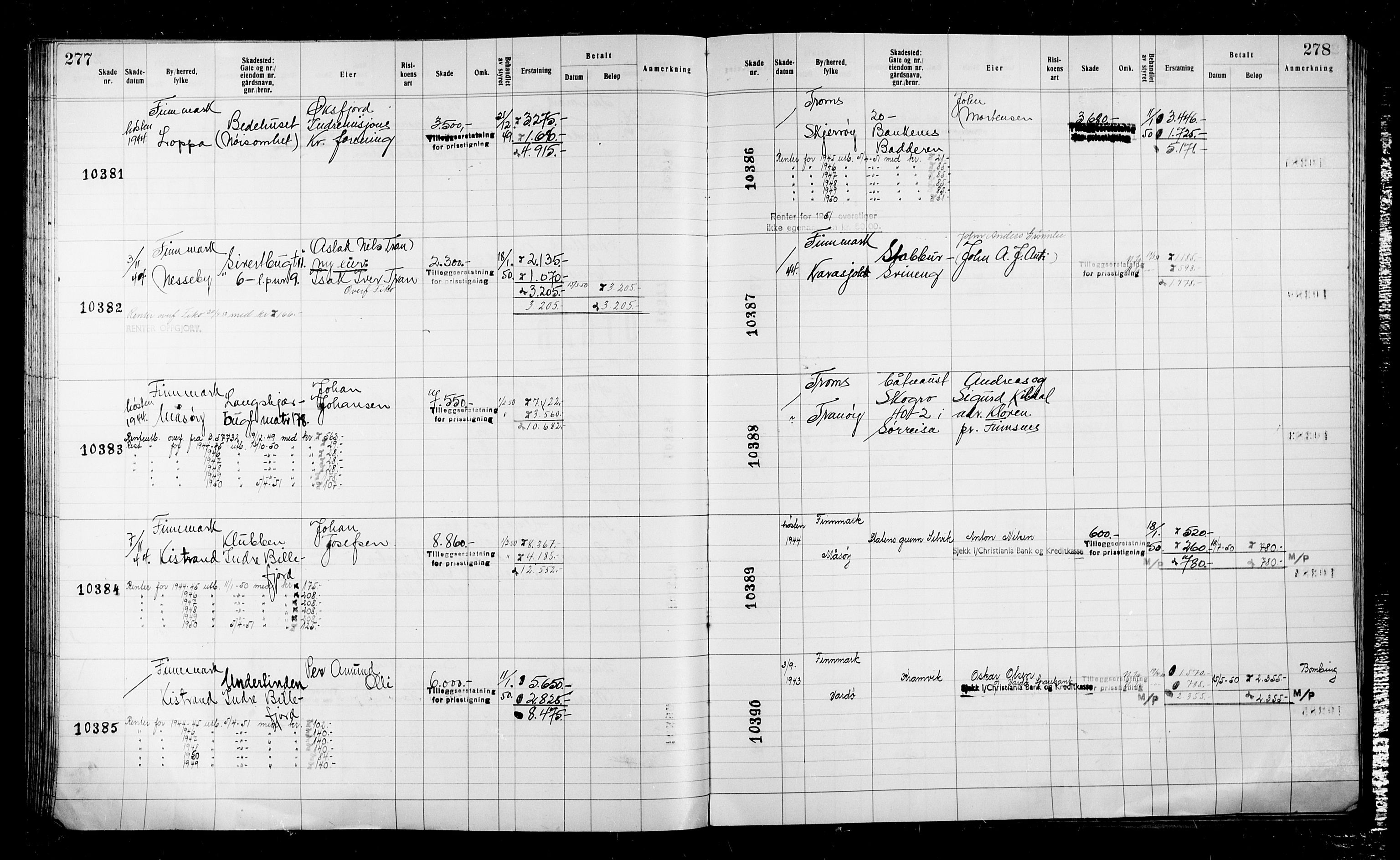 Krigsskadetrygdene for bygninger og løsøre, AV/RA-S-1548/V/L0043: Bygning, ikke trygdet., 1940-1945, p. 277-278