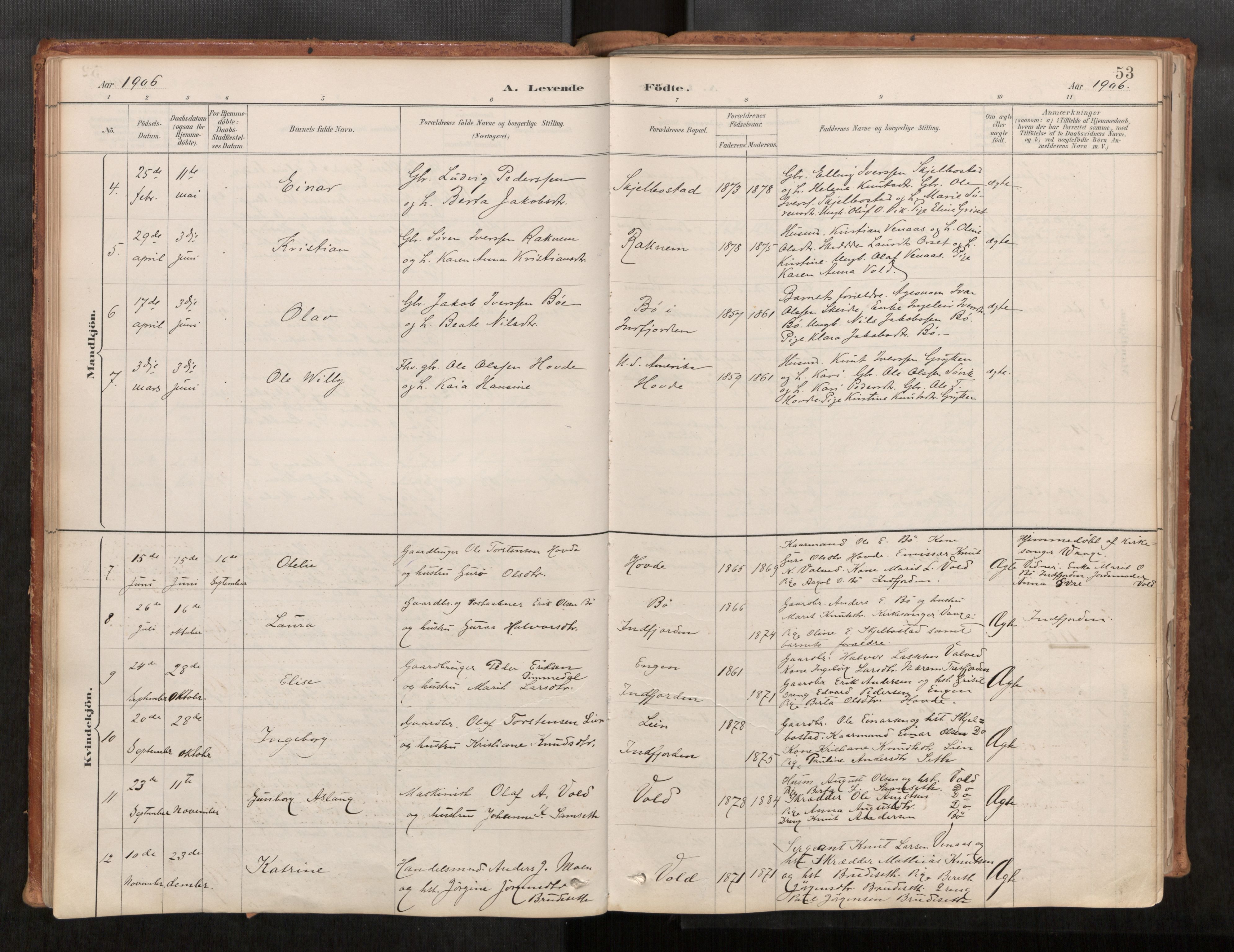 Ministerialprotokoller, klokkerbøker og fødselsregistre - Møre og Romsdal, SAT/A-1454/543/L0568: Parish register (official) no. 543A03, 1885-1915, p. 53