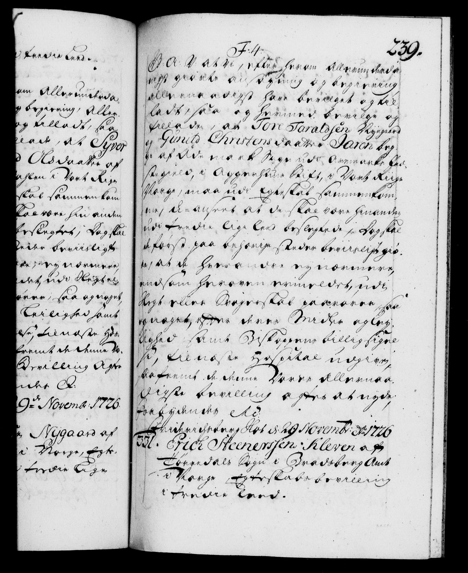 Danske Kanselli 1572-1799, AV/RA-EA-3023/F/Fc/Fca/Fcaa/L0025: Norske registre, 1726-1728, p. 239a