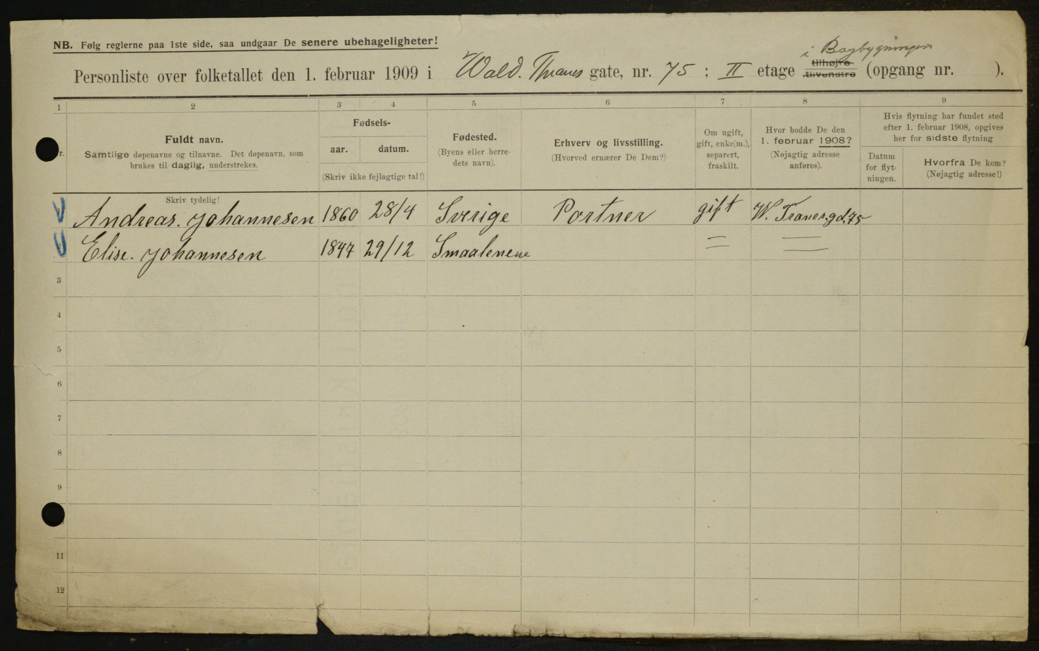 OBA, Municipal Census 1909 for Kristiania, 1909, p. 115559