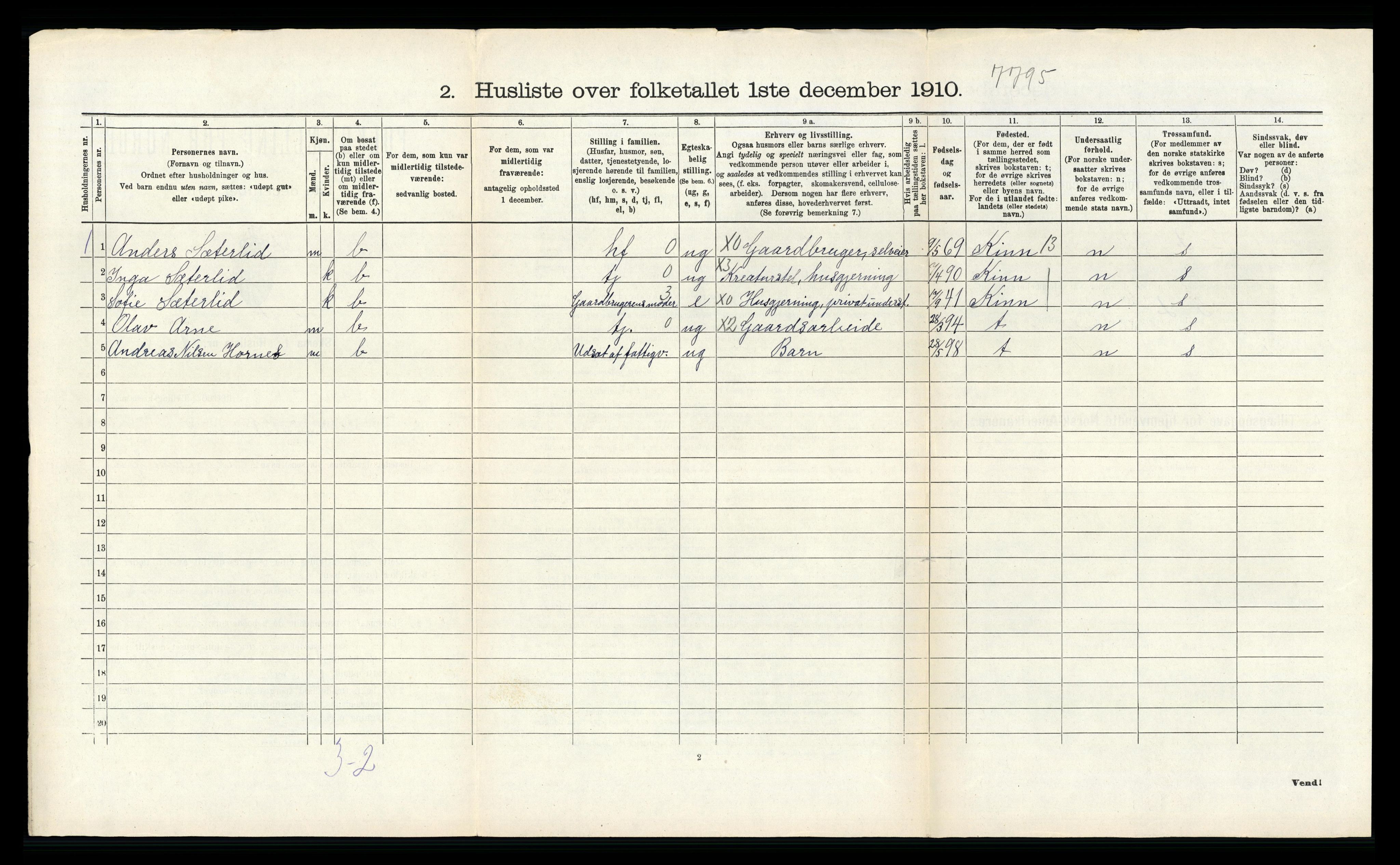 RA, 1910 census for Fana, 1910, p. 658