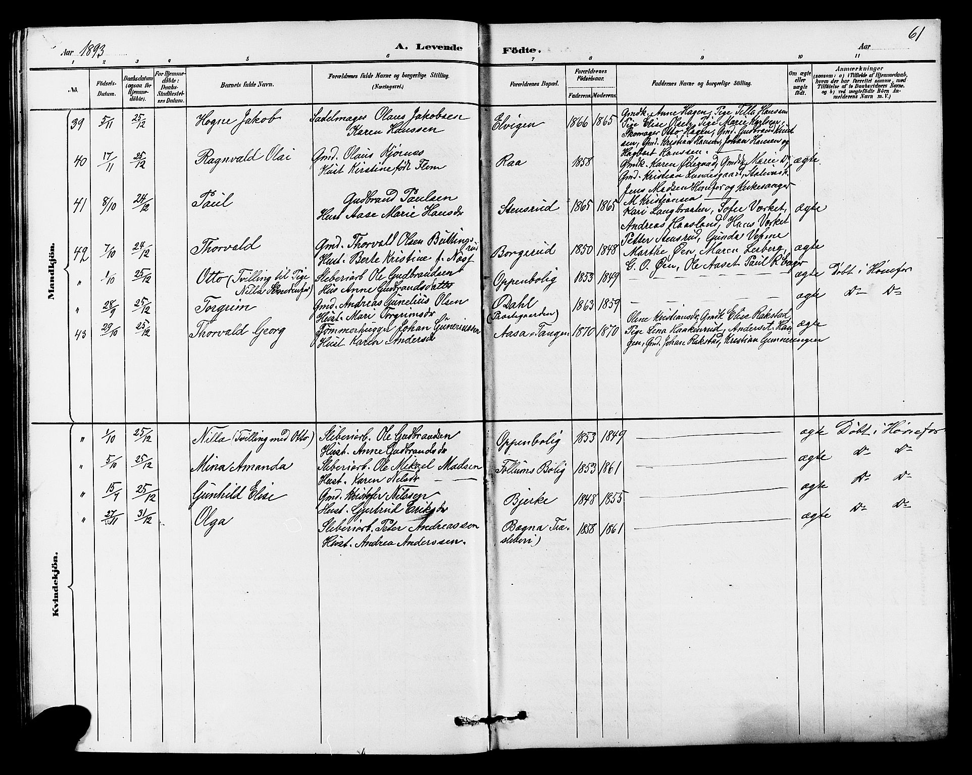 Norderhov kirkebøker, SAKO/A-237/G/Ga/L0008: Parish register (copy) no. I 8, 1887-1912, p. 61