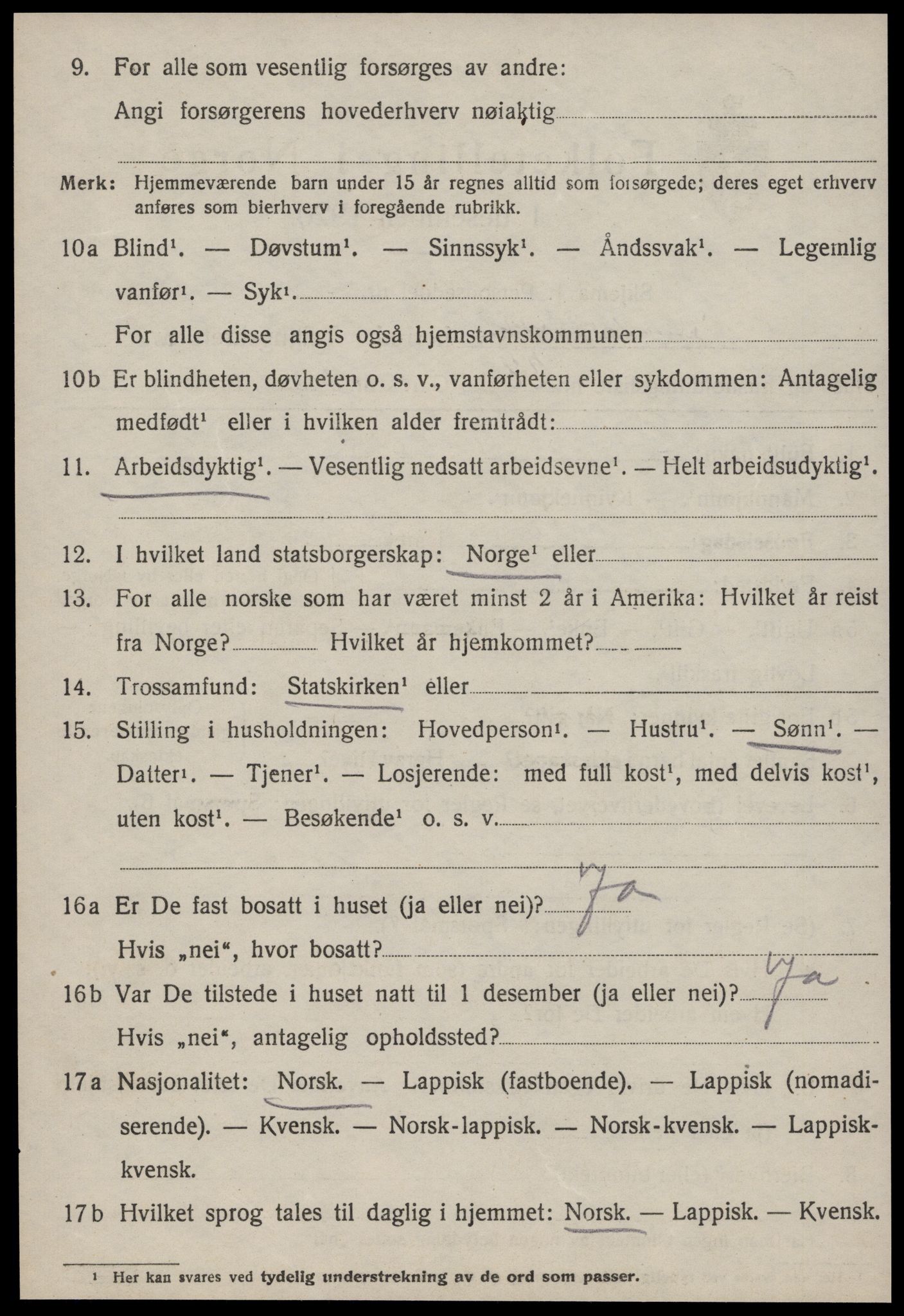 SAT, 1920 census for Leinstrand, 1920, p. 2048