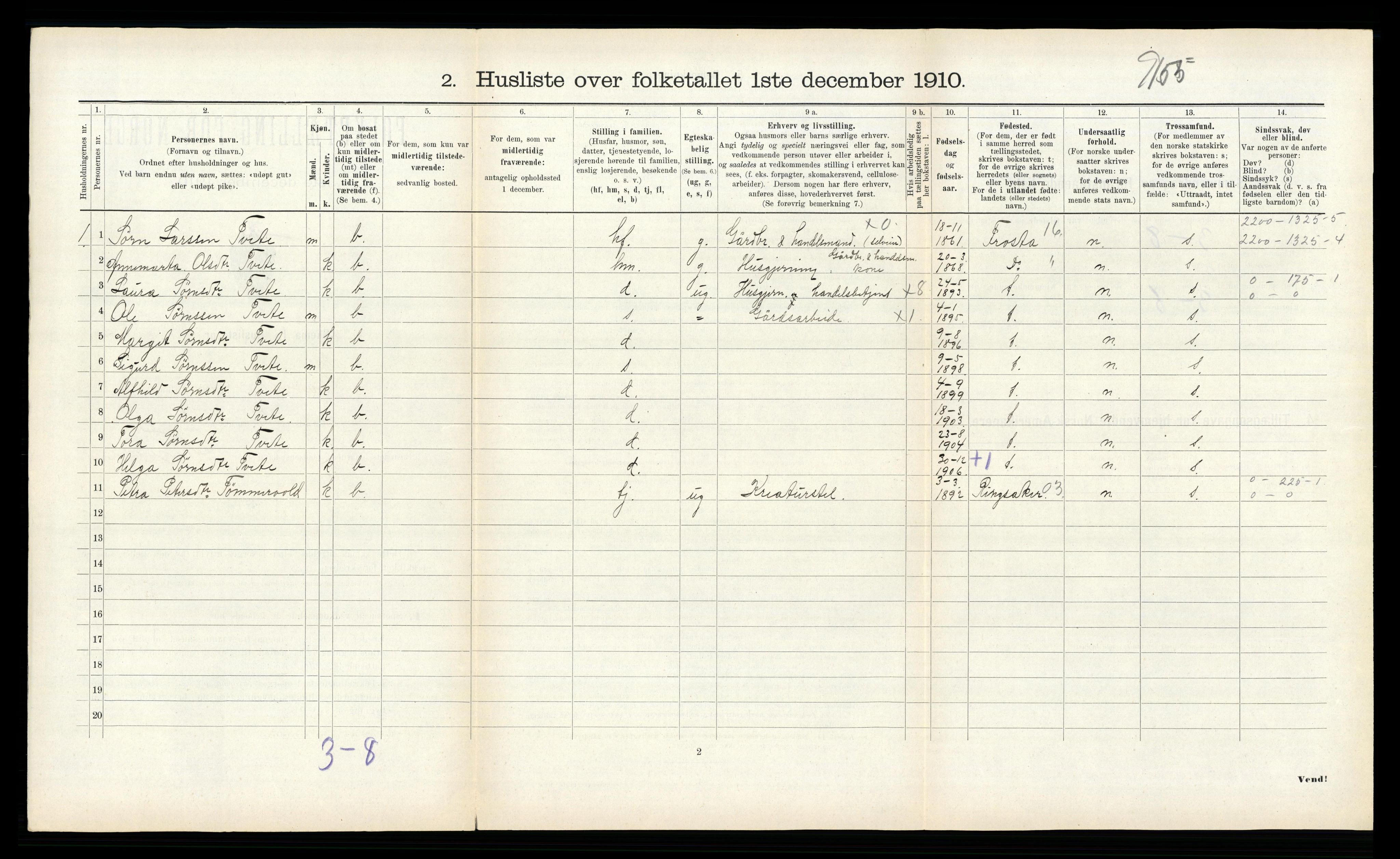 RA, 1910 census for Skatval, 1910, p. 375