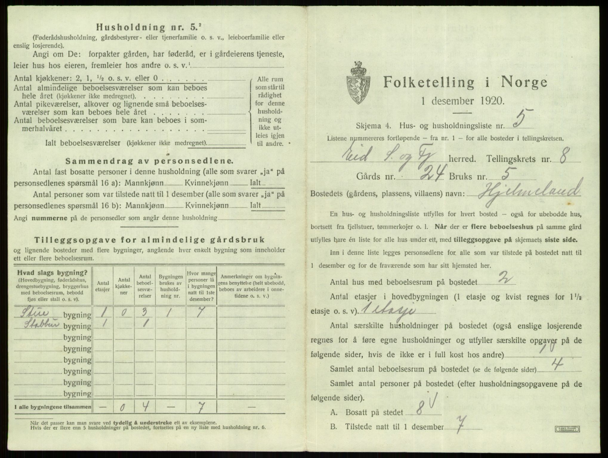 SAB, 1920 census for Eid, 1920, p. 474