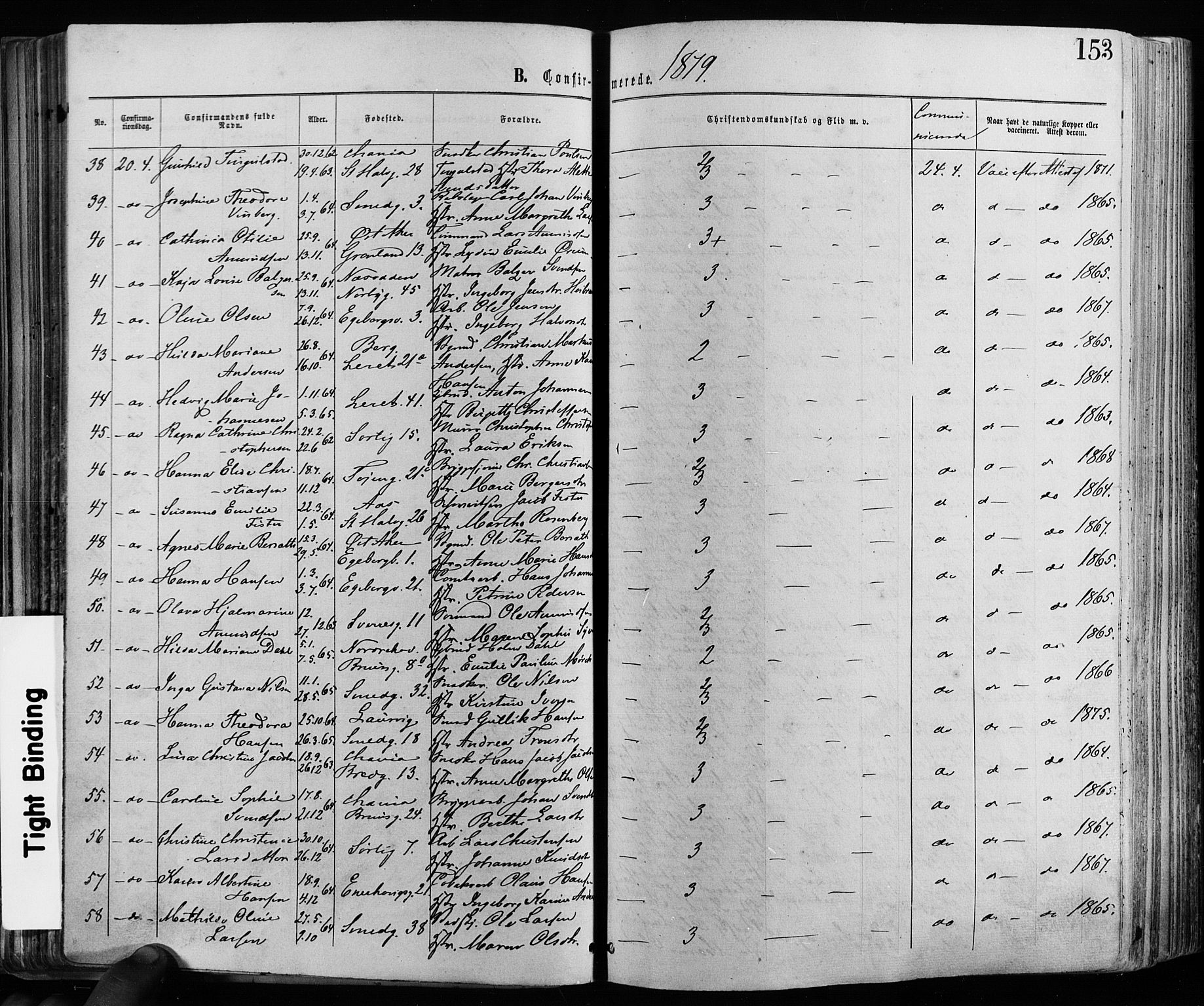 Grønland prestekontor Kirkebøker, AV/SAO-A-10848/F/Fa/L0005: Parish register (official) no. 5, 1869-1880, p. 153