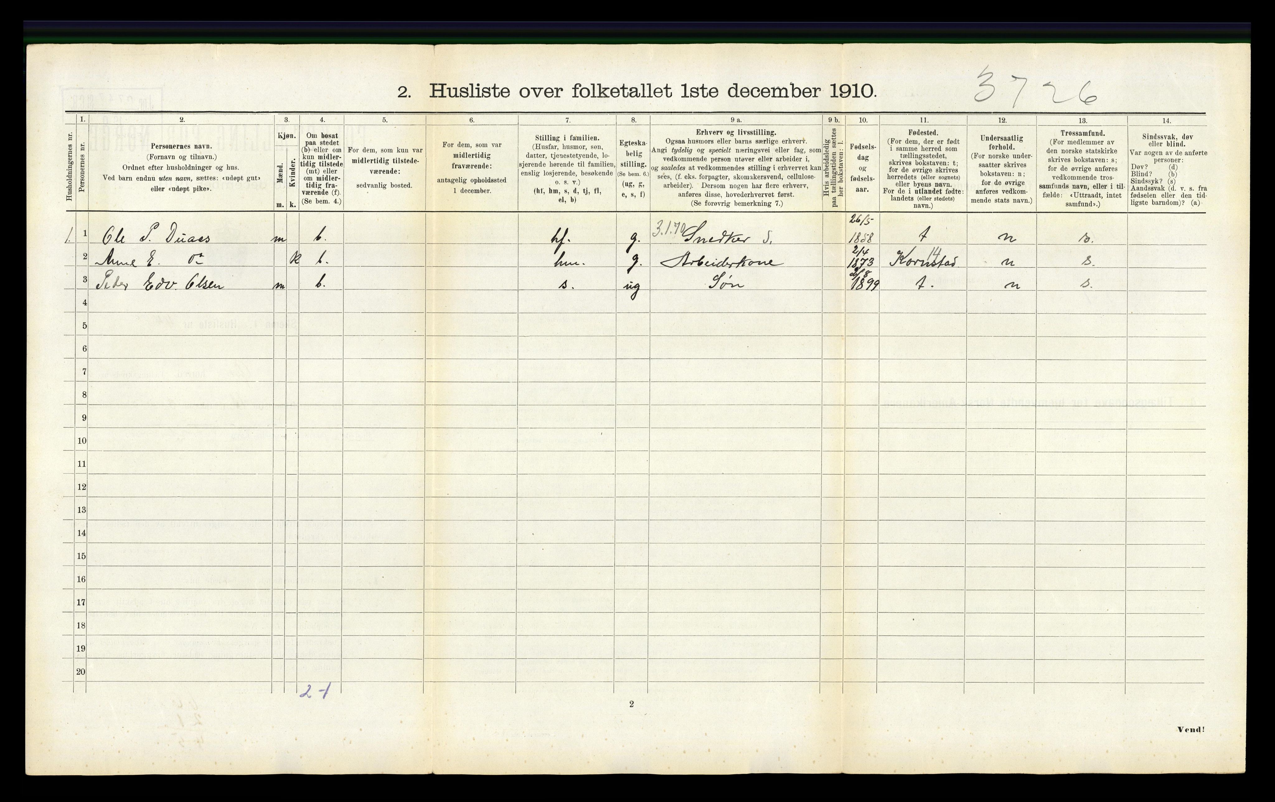 RA, 1910 census for Øre, 1910, p. 116