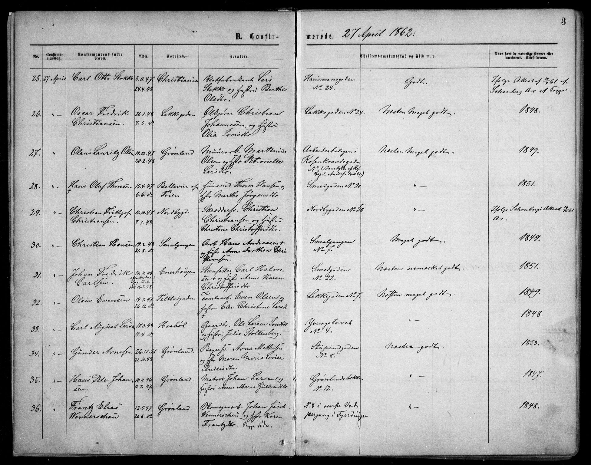 Grønland prestekontor Kirkebøker, AV/SAO-A-10848/F/Fa/L0003: Parish register (official) no. 3, 1862-1868, p. 3