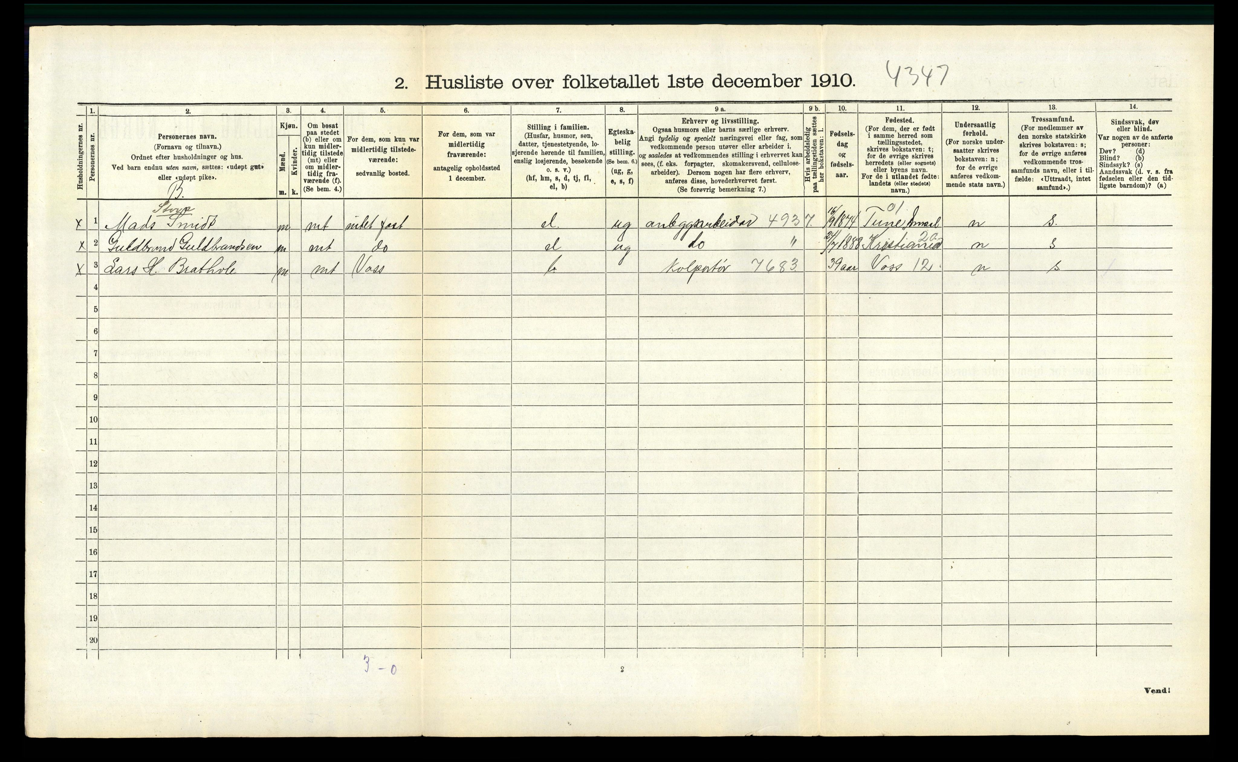 RA, 1910 census for Ullensvang, 1910, p. 958