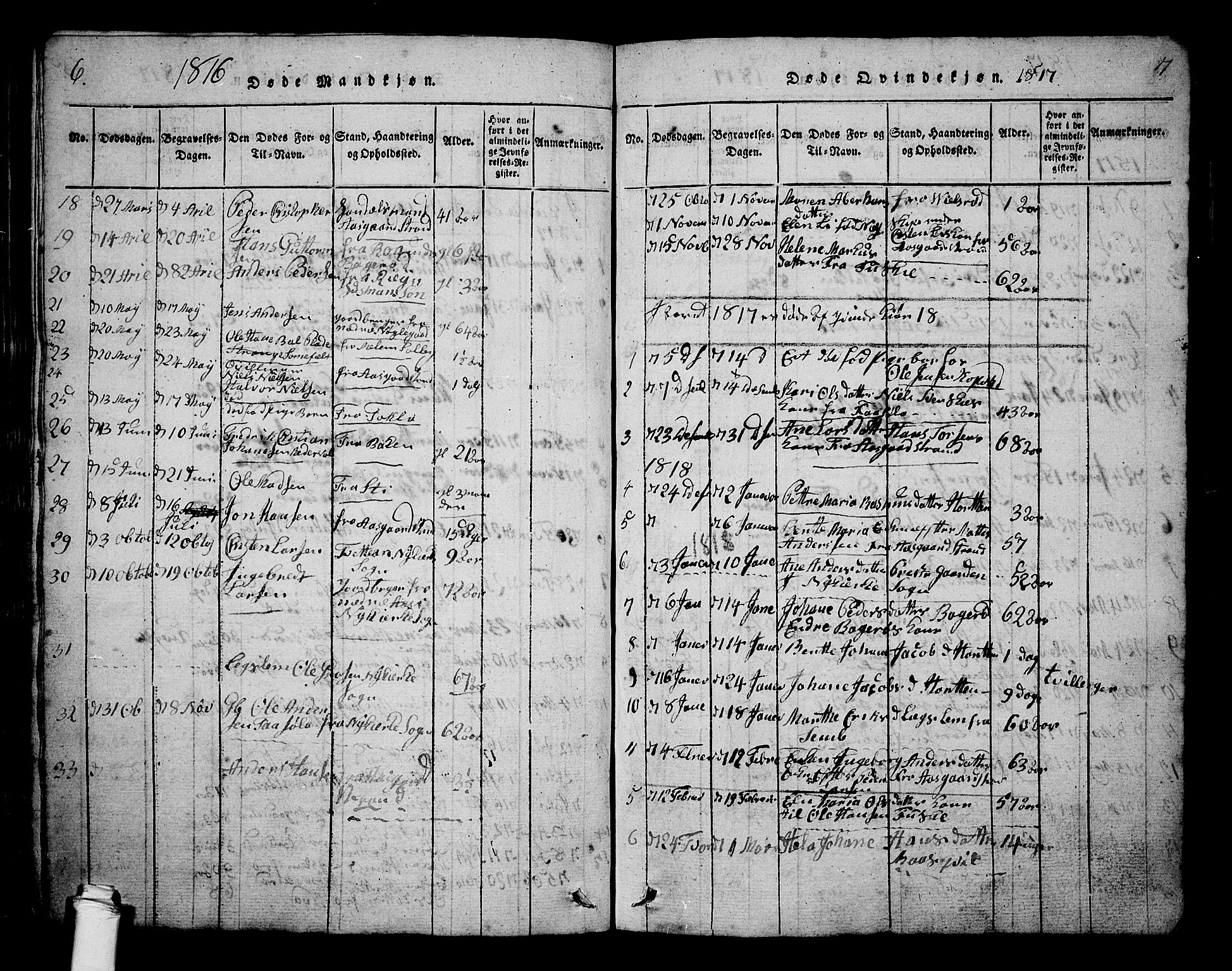 Borre kirkebøker, AV/SAKO-A-338/G/Ga/L0001: Parish register (copy) no. I 1, 1815-1851, p. 6-7