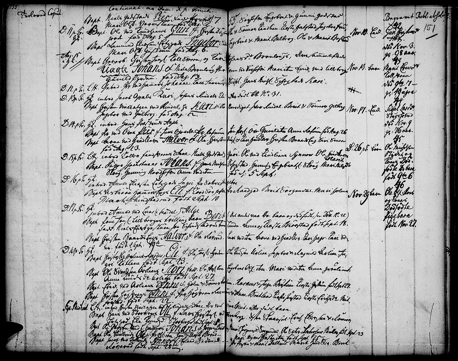 Fåberg prestekontor, SAH/PREST-086/H/Ha/Haa/L0001: Parish register (official) no. 1, 1727-1775, p. 151