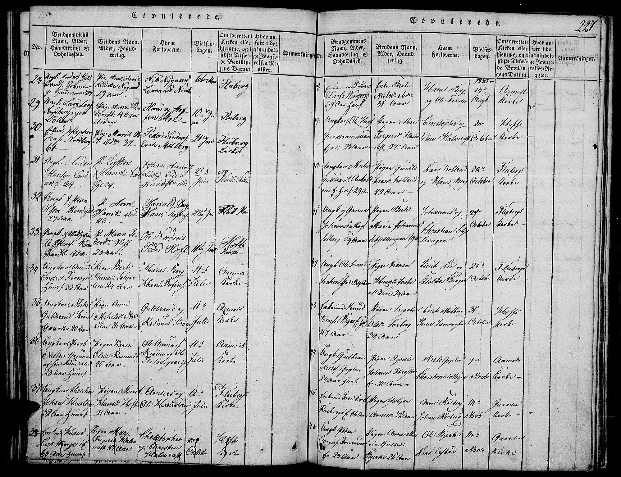 Land prestekontor, SAH/PREST-120/H/Ha/Haa/L0007: Parish register (official) no. 7, 1814-1830, p. 227
