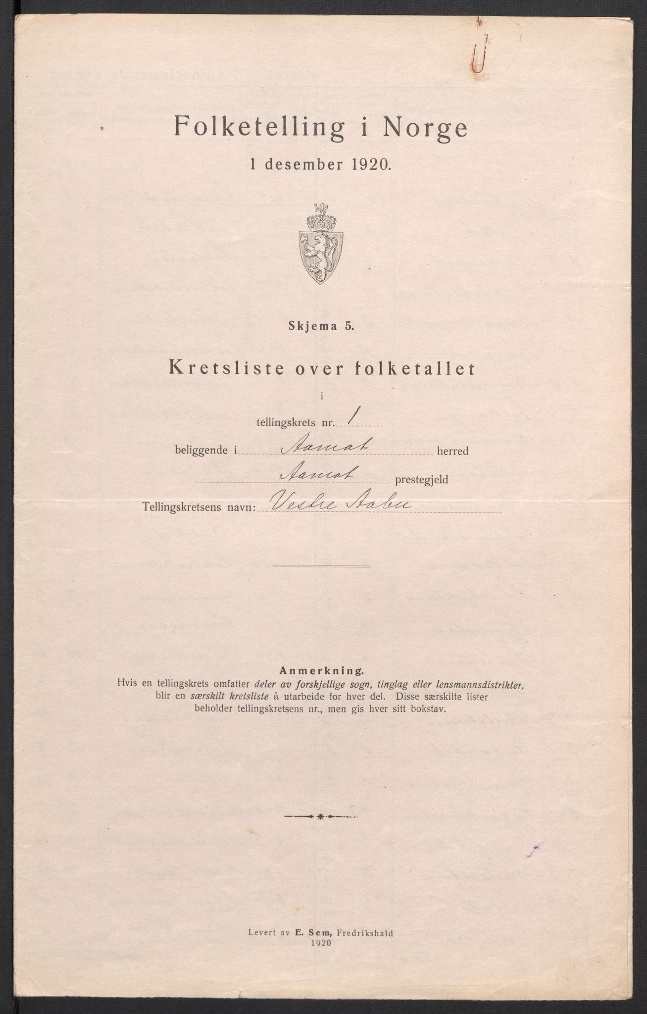 SAH, 1920 census for Åmot, 1920, p. 8