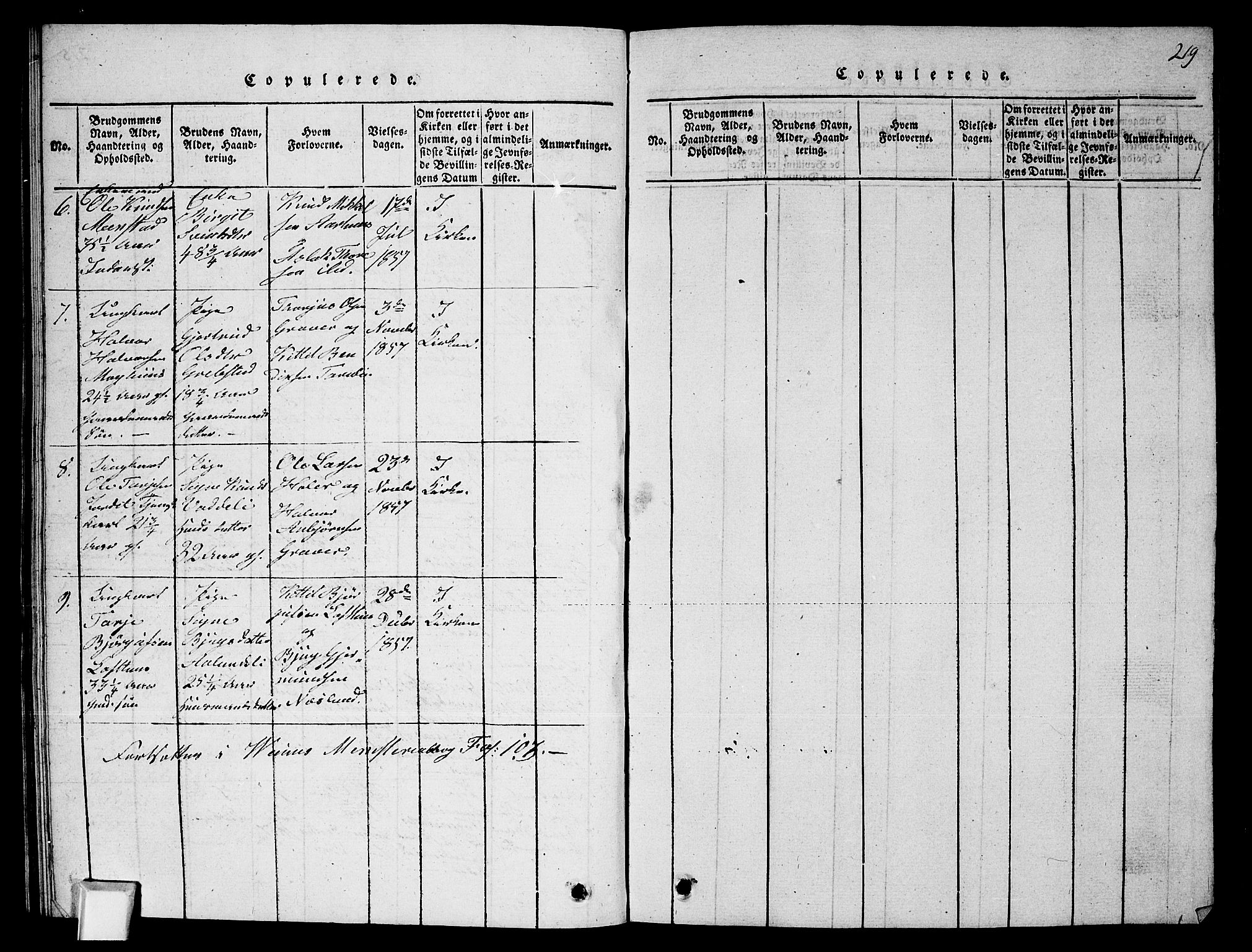 Fyresdal kirkebøker, SAKO/A-263/G/Ga/L0002: Parish register (copy) no. I 2, 1815-1857, p. 219