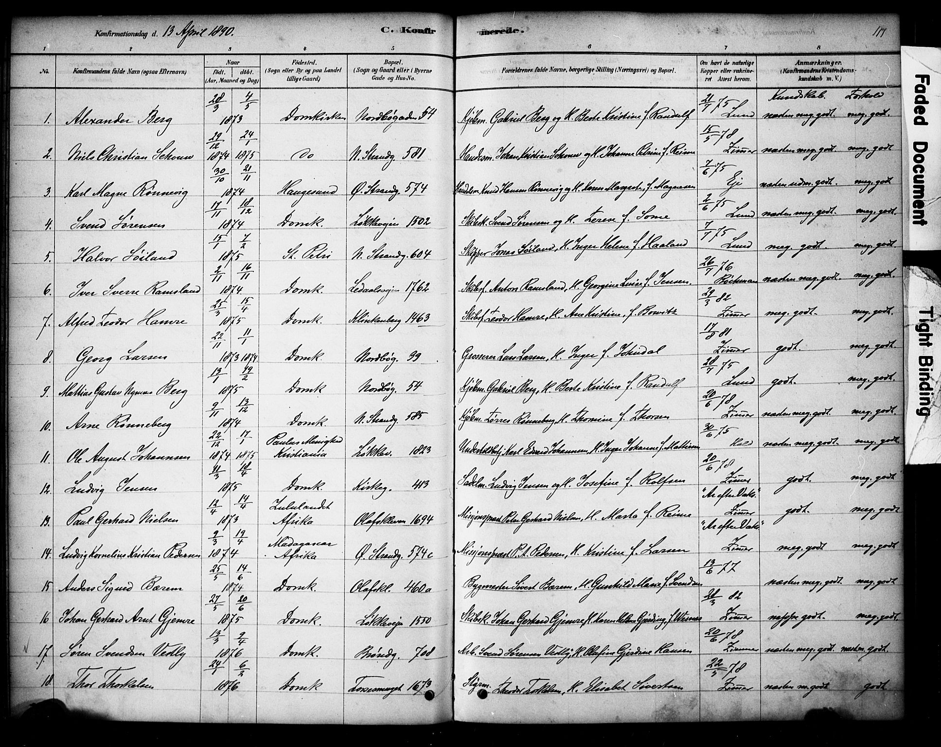 Domkirken sokneprestkontor, SAST/A-101812/001/30/30BA/L0028: Parish register (official) no. A 27, 1878-1896, p. 111